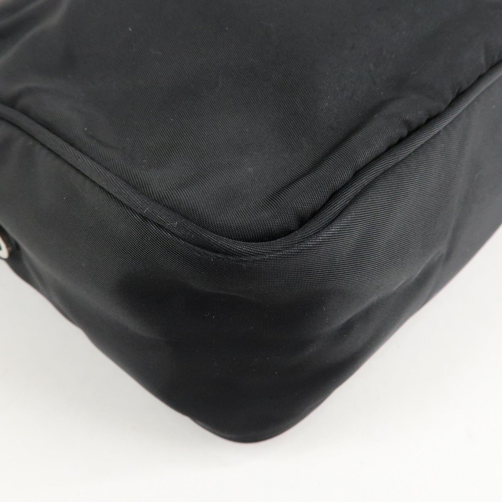 PRADA Logo Nylon Leather Shoulder Bag Crossbody Bag Black Used