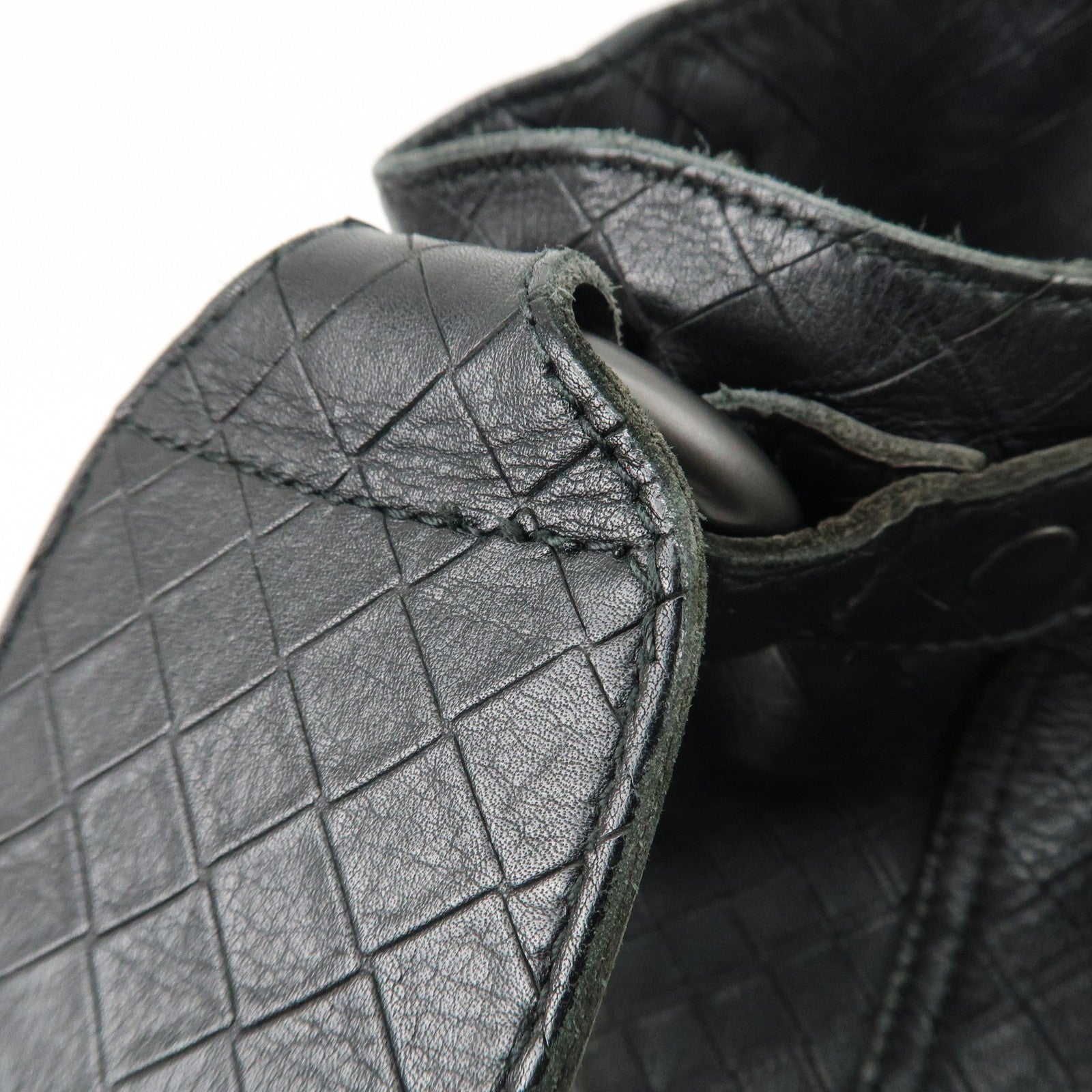 BOTTEGA VENETA Intrecciato Mirage Leather Shoulder Bag Black Used