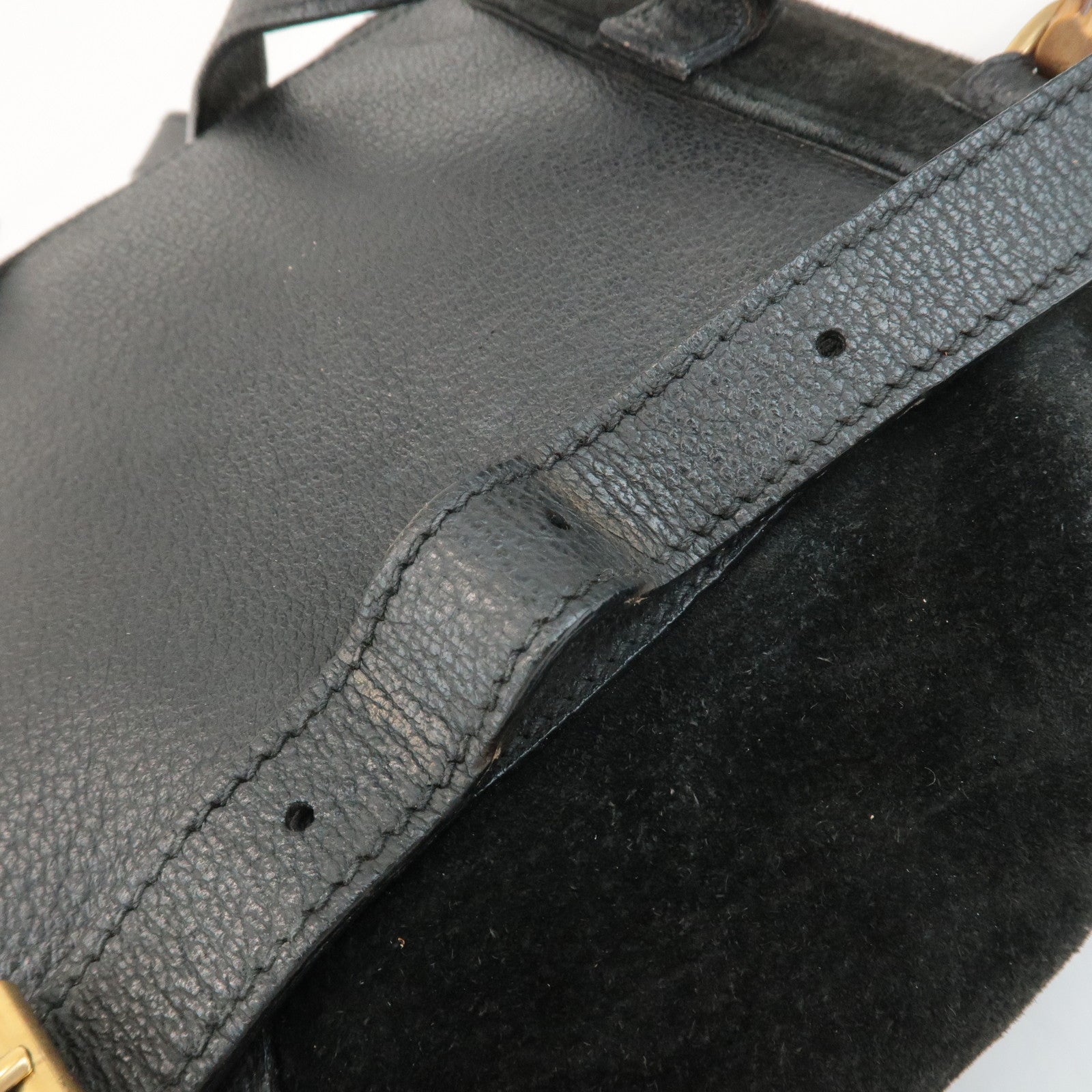 GUCCI Bamboo Suede Leather Mini Back Pack Black 00.2034.0030 Used