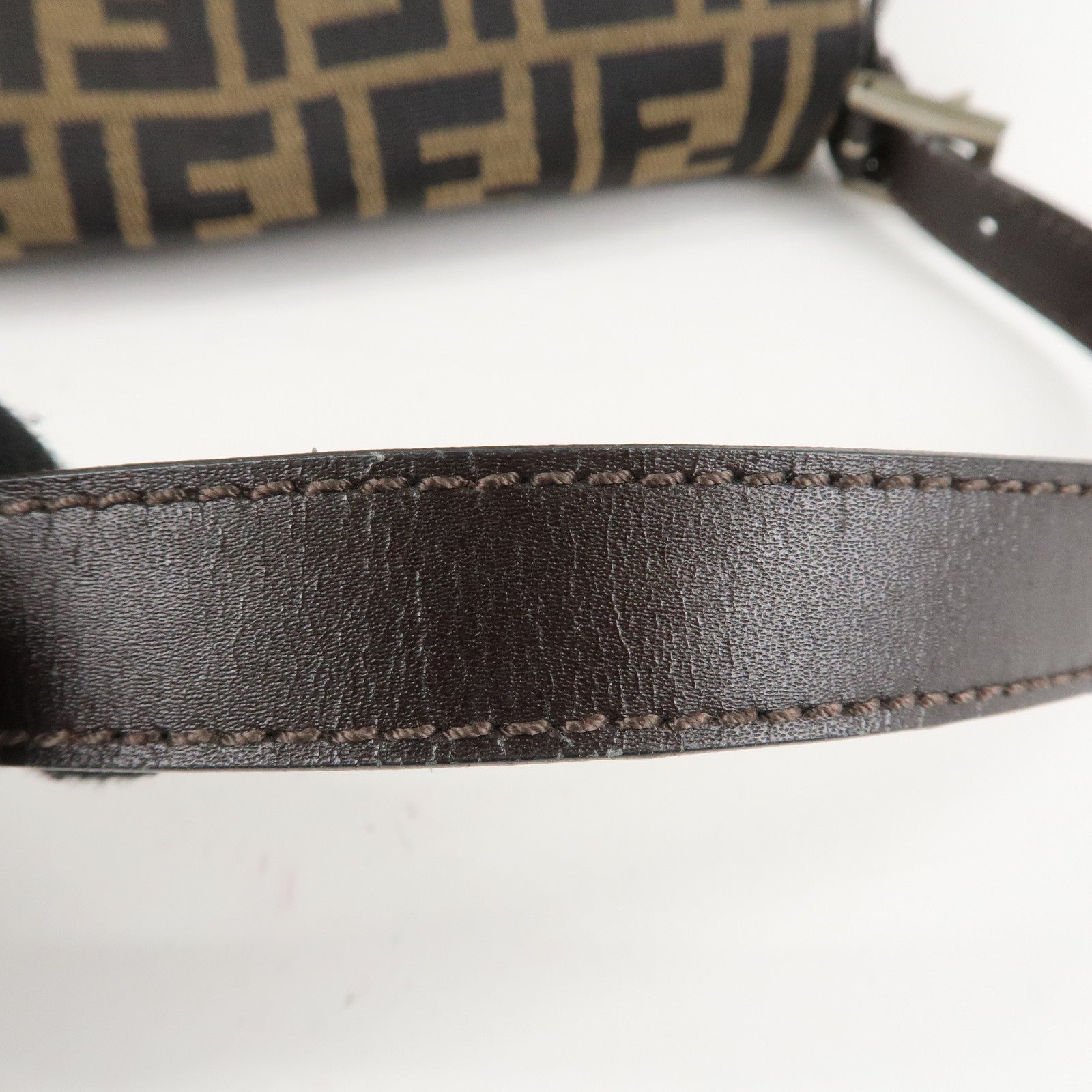FENDI Mamma Baguette Zucca Canvas Leather Shoulder Bag 26325 Used