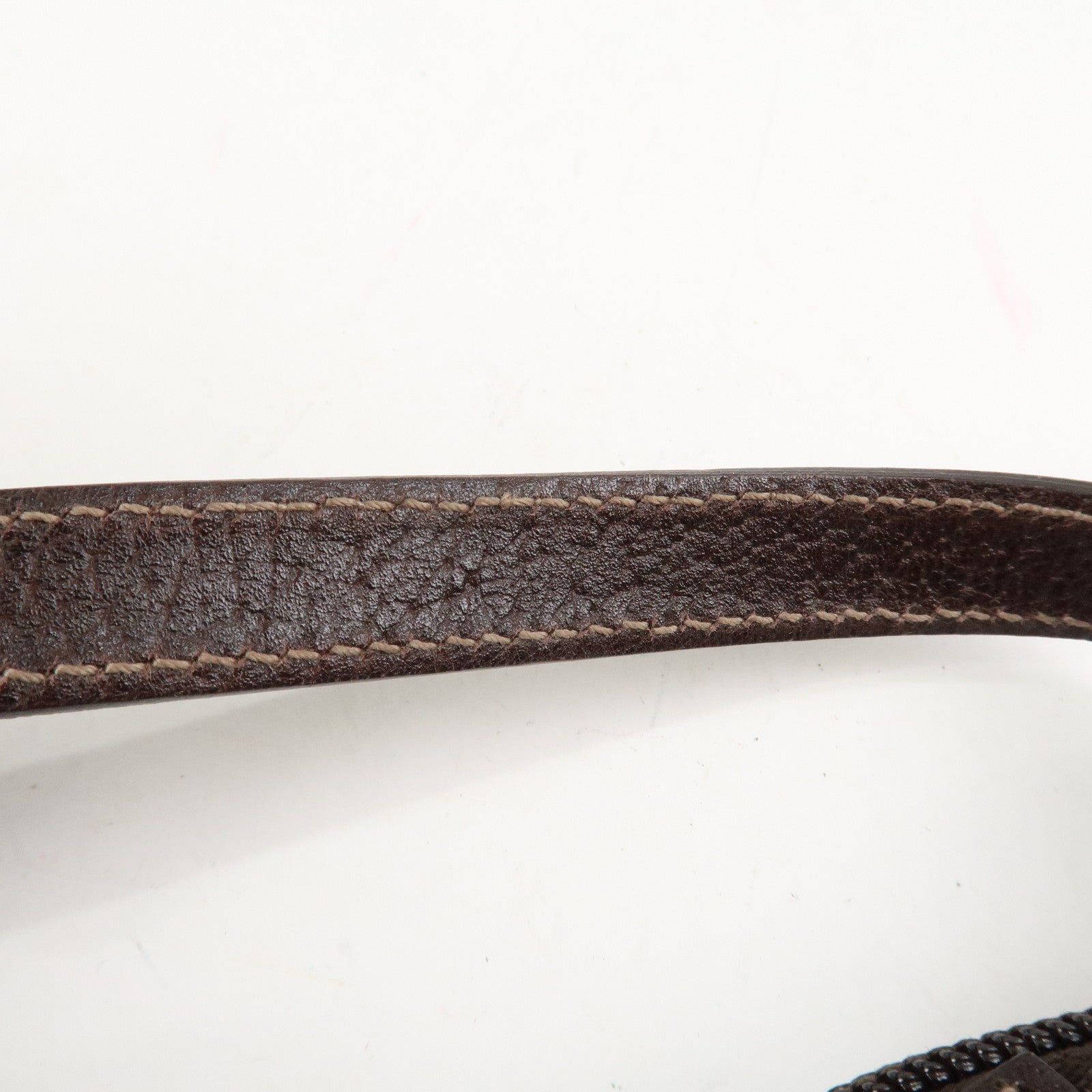 GUCCI Abbey GG Canvas Leather Shoulder Bag Beige Dark Brown 145750 Used