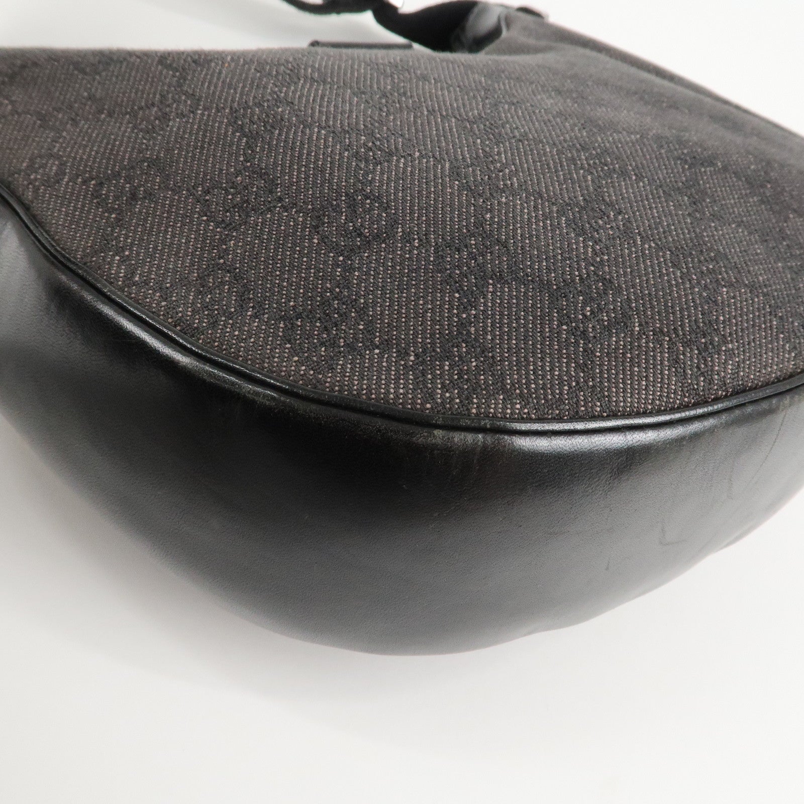 GUCCI GG Denim Leather Shoulder Bag Dark Brown 101682 Used