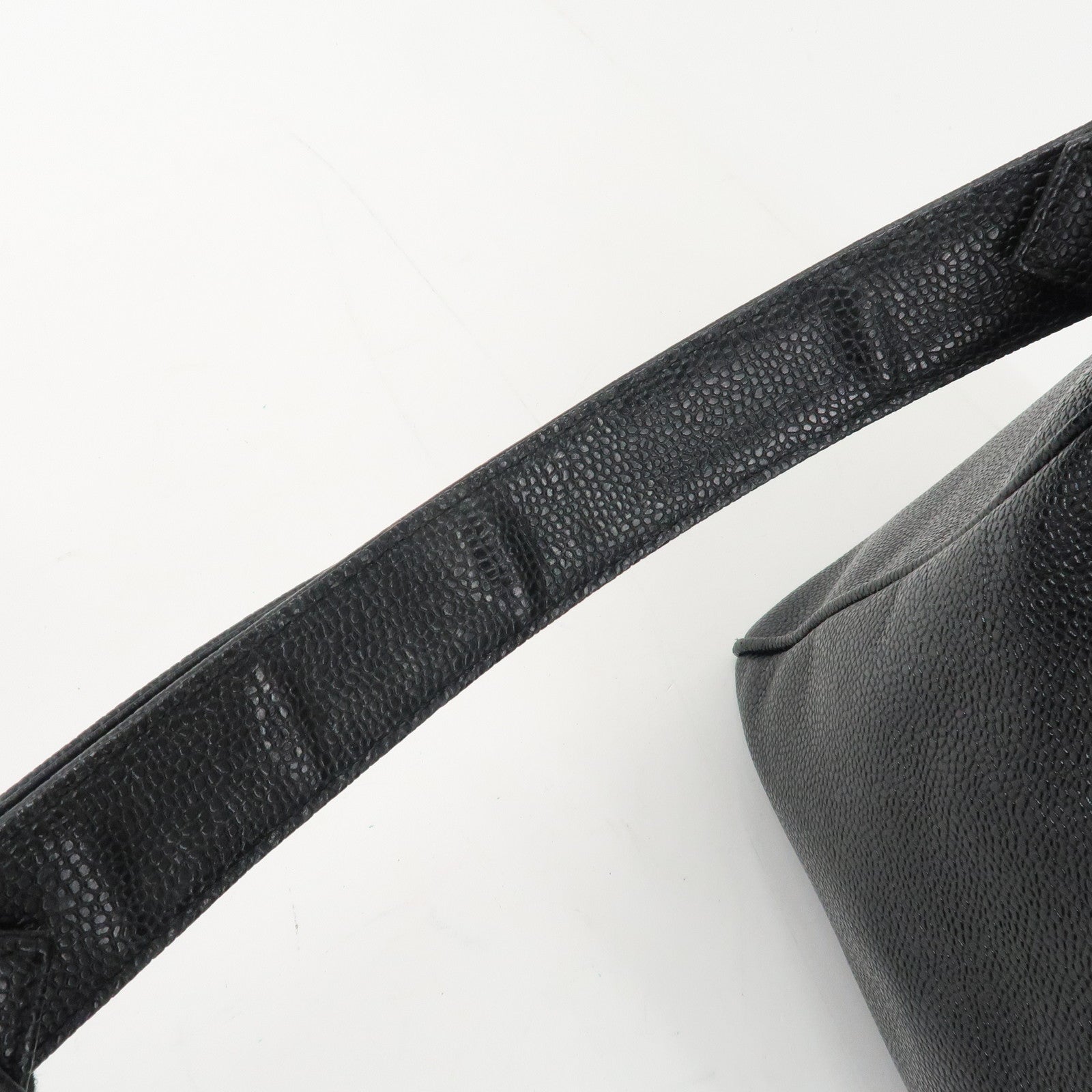 CHANEL Caviar Skin Large COCO 2Way Boston Bag Black Used