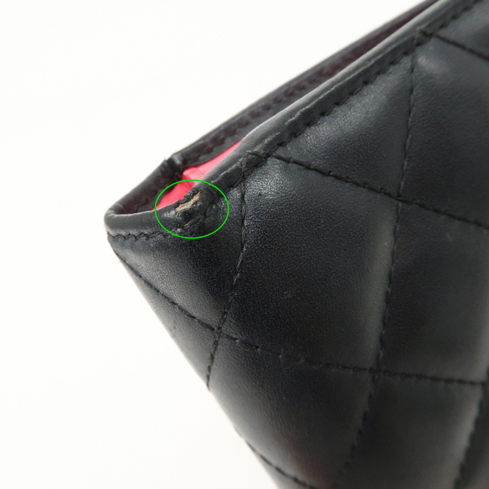 CHANEL Cambon Line Patent Leather Bi-fold Wallet Black A26717 Used