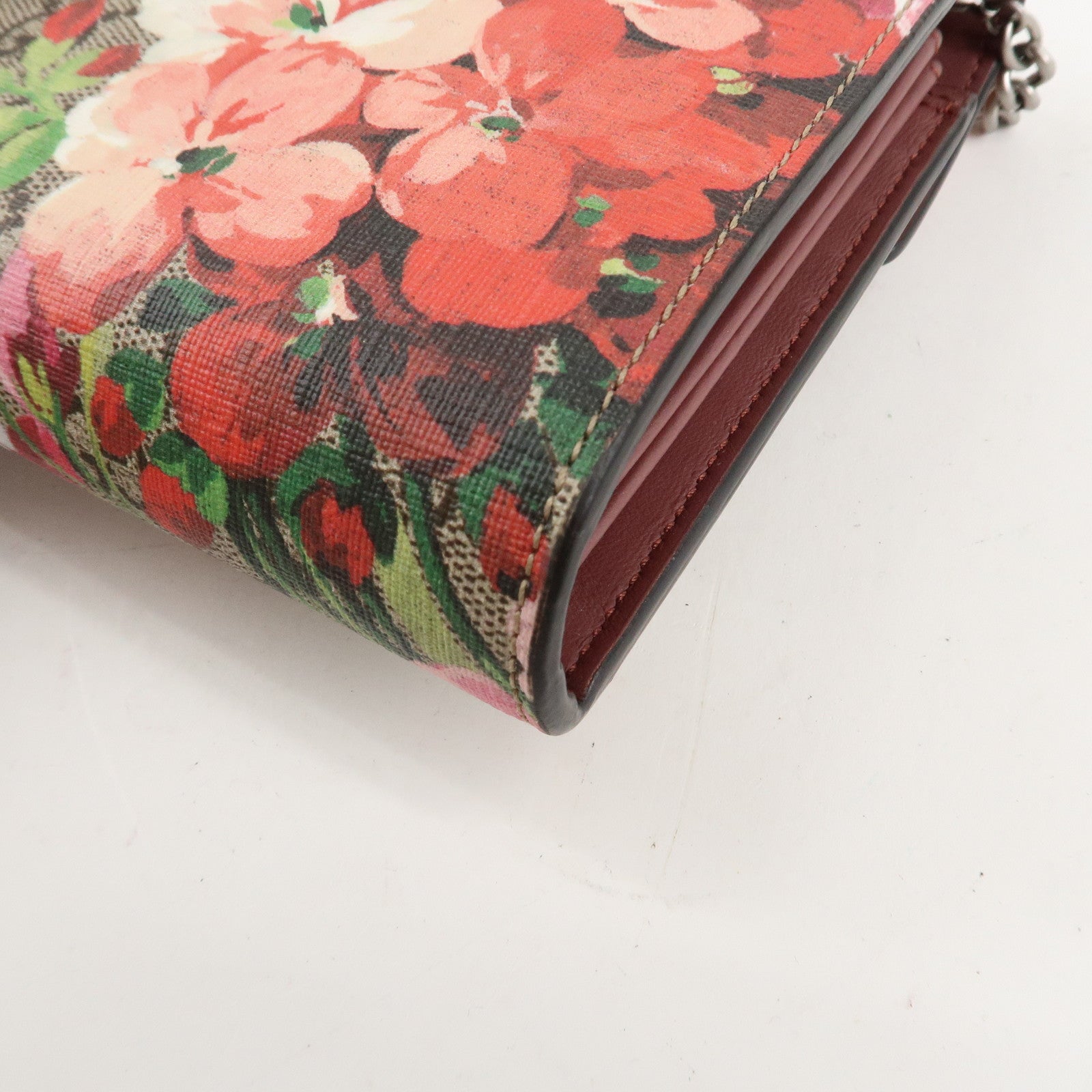 GUCCI Dionysus GG Blooms GG Crystal Chain Wallet Hand Bag 401231 Used