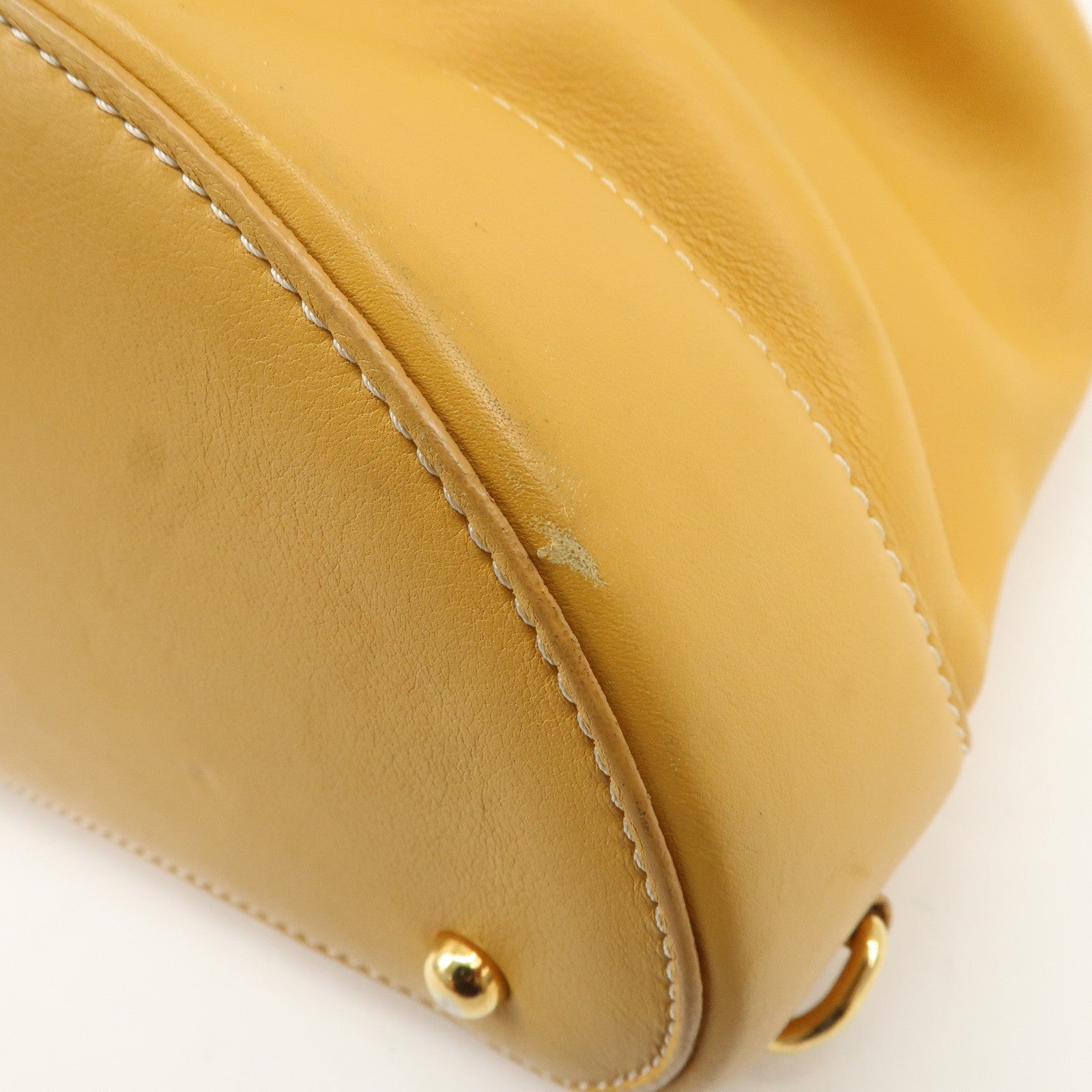 LOEWE Leather Anton Backpack Rucksack Shoulder Bag Yellow Used