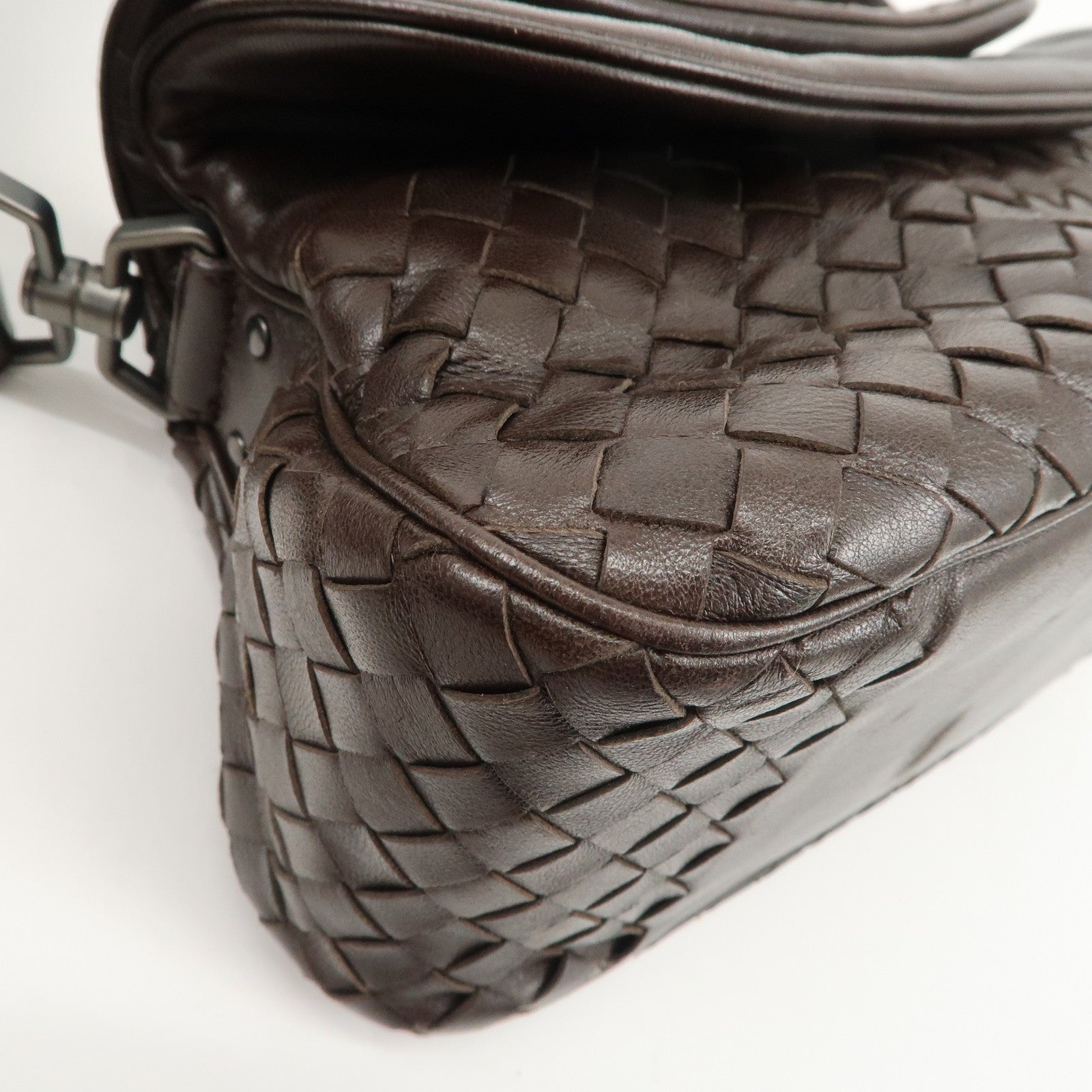 BOTTEGA VENETA Intrecciato Leather One-shoulder Bag Brown 142467 Used