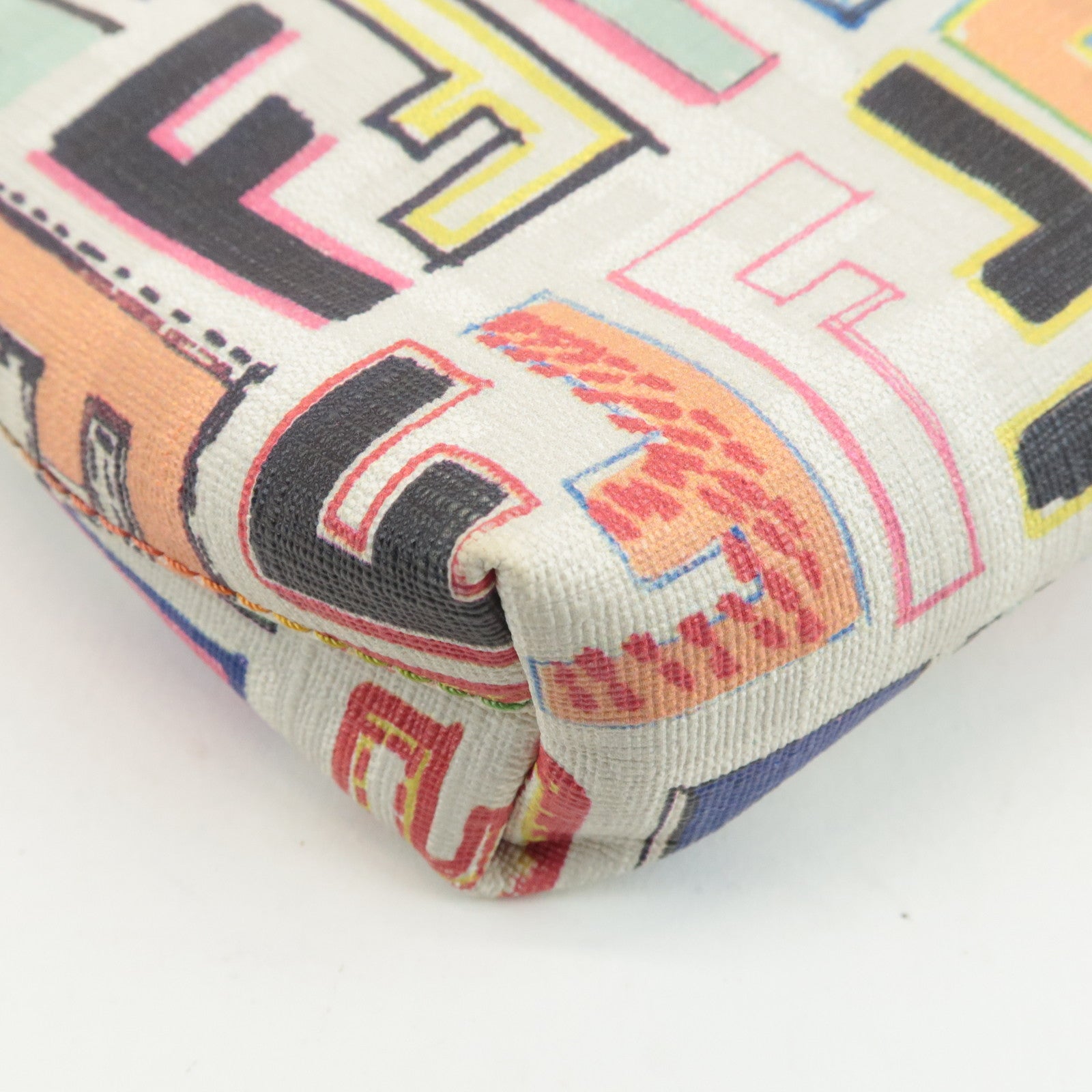 FENDI Zucca Print PVC Chain Accessory Pouch Multicolor 8BR592 Used