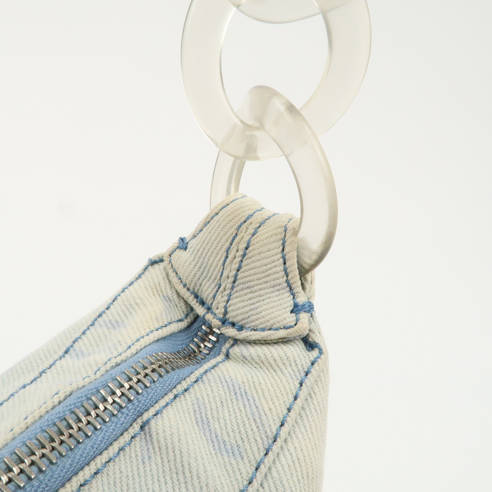 CHANEL Denim Plastic COCO Mark One Shoulder Bag Light Blue Used