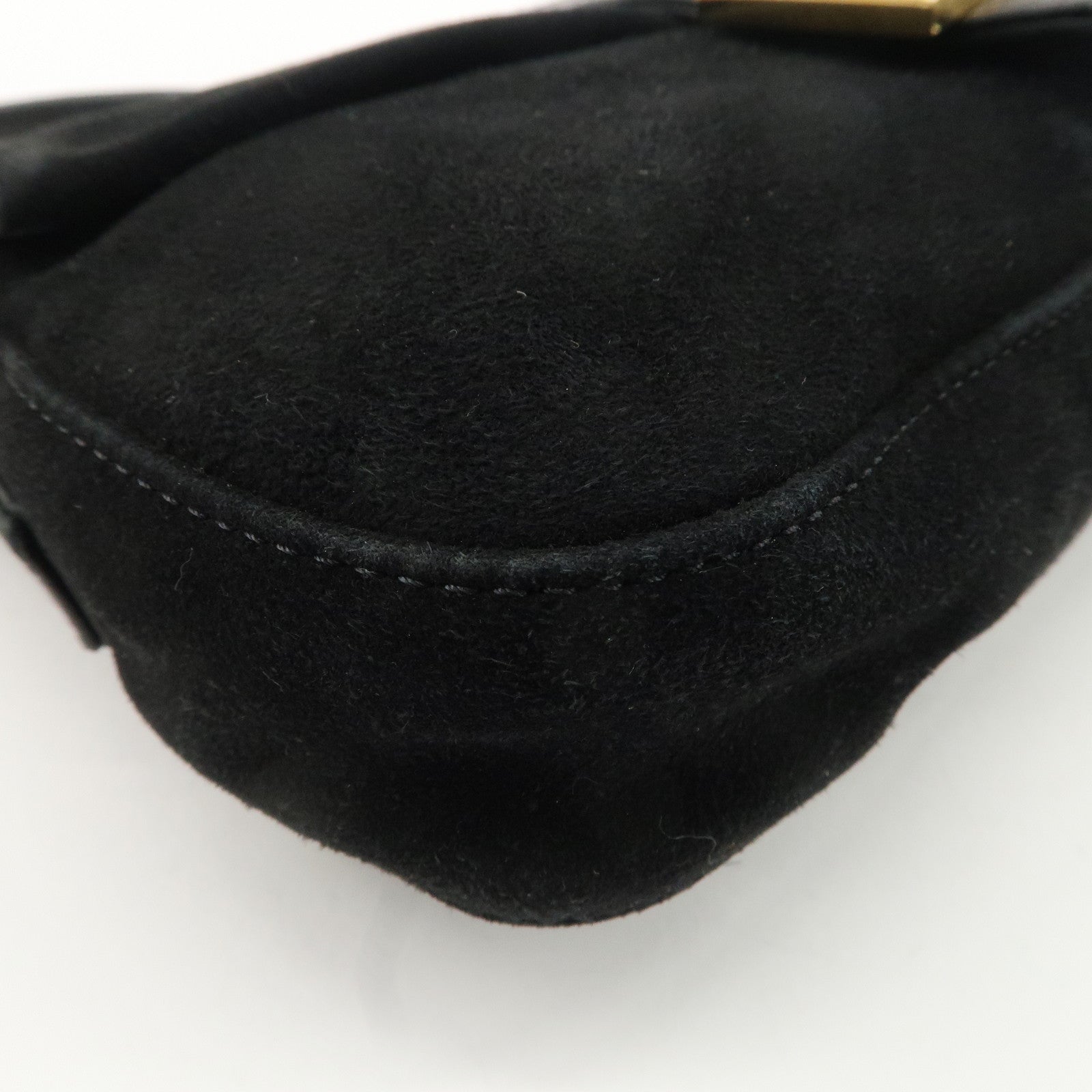 FENDI Mamma Bucket Suede Leather Shoulder Bag Black 26424 Used