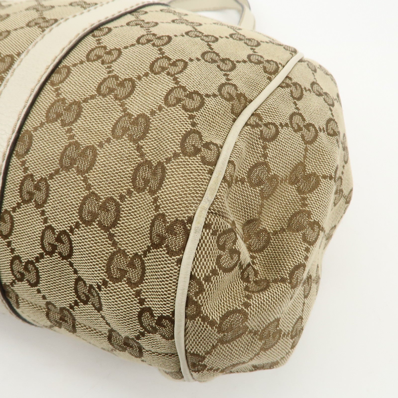 GUCCI Sherry GG Canvas Leather Hand Bag Beige Brown 233609 Used