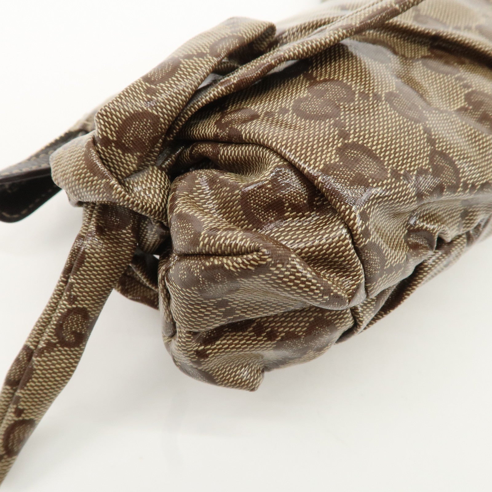 GUCCI Hysteria GG Crystal Leather Pouch Beige Brown 203632 Used