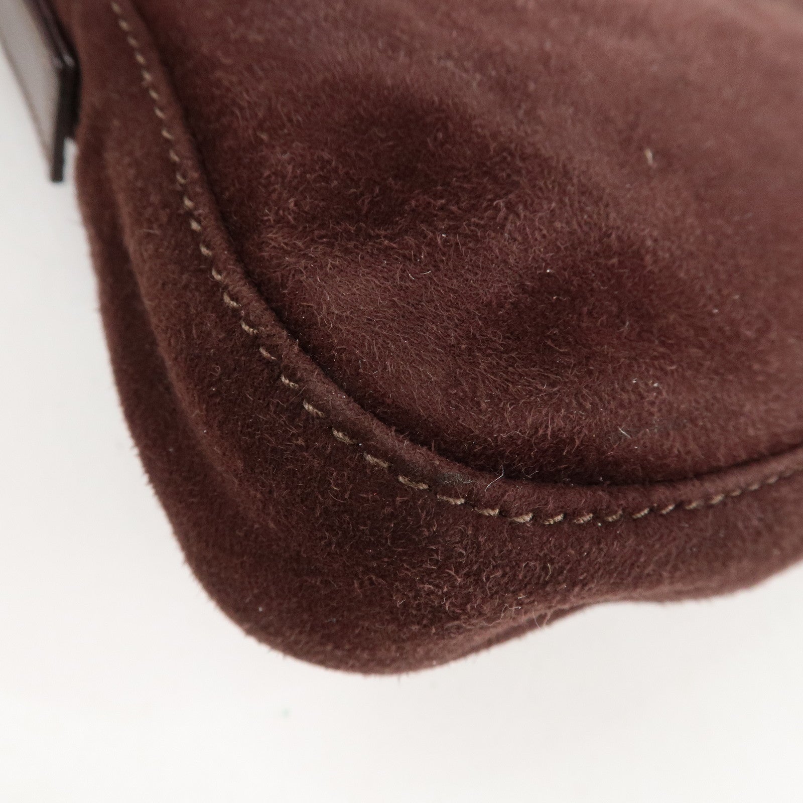 FENDI Suede Leather Shoulder Bag Dark Brown 26424 Used