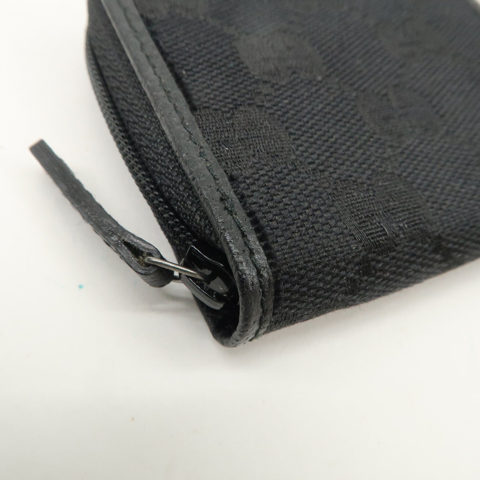 GUCCI GG Canvas Leather Coin Case Coin Purse Black 115255 Used