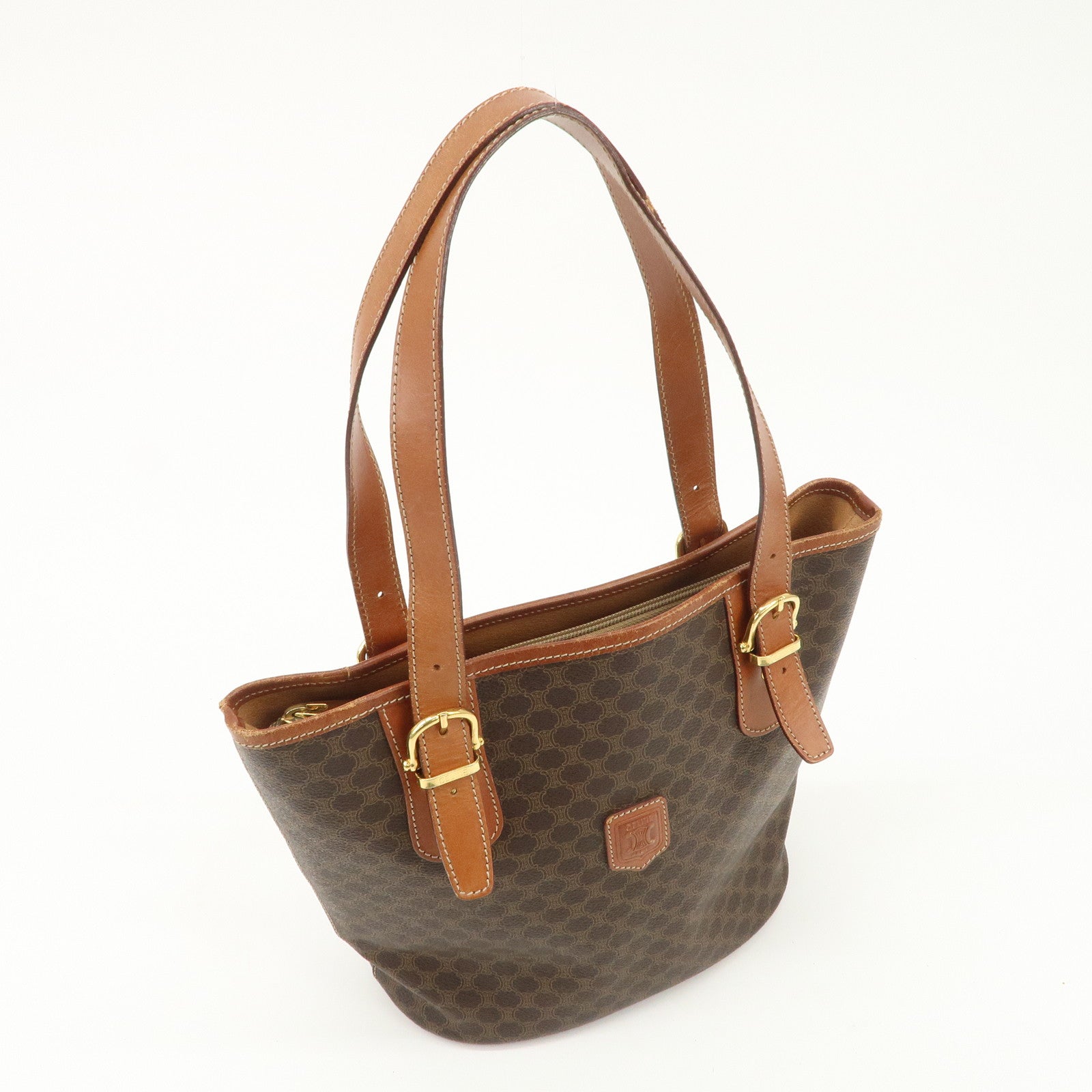 CELINE Macadam PVC Leather Shoulder Bag Tote Bag Brown