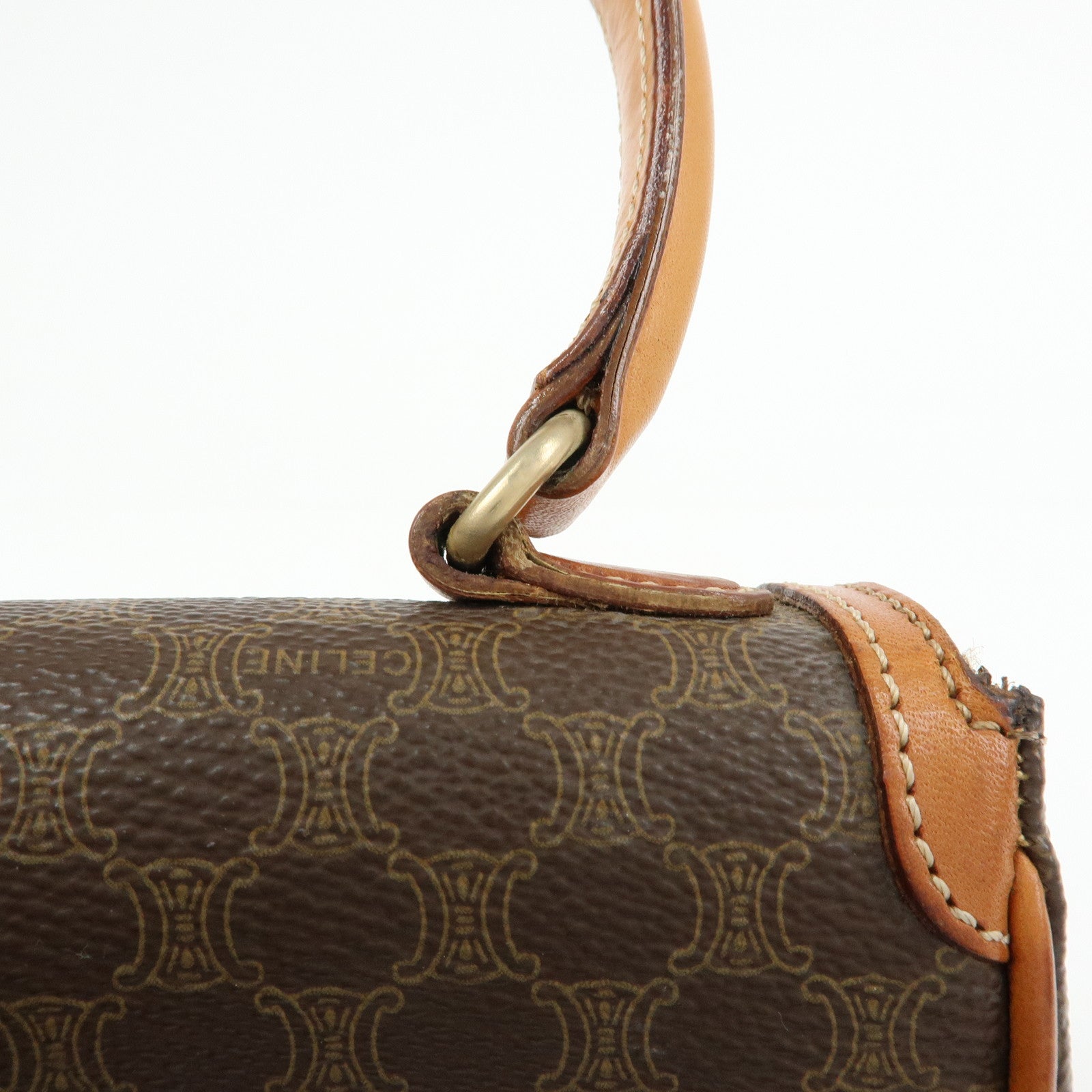 CELINE Macadam PVC Leather 2WAY Bag Hand Bag Shoulder Bag Brown