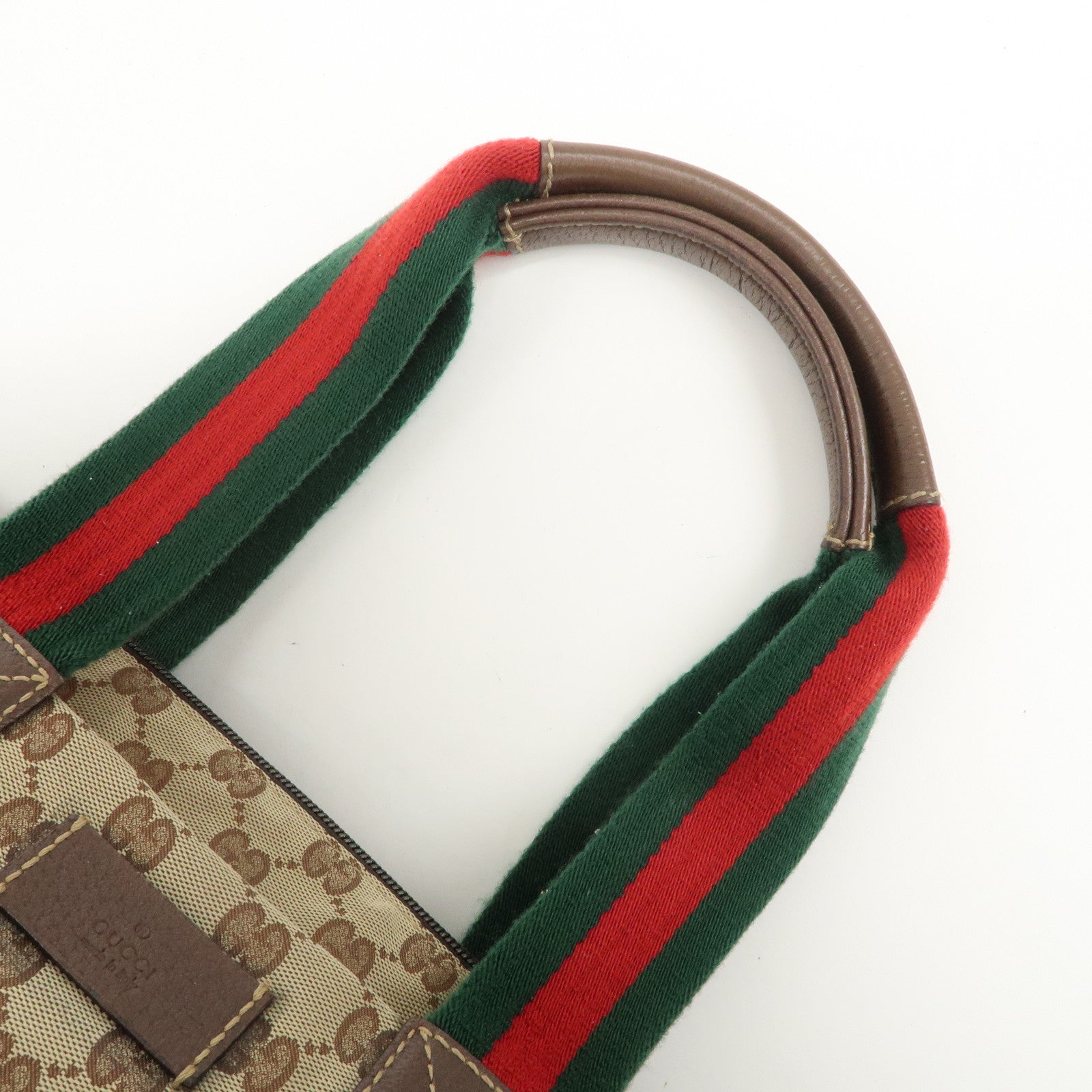 GUCCI Sherry GG Canvas Leather Tote Bag Shoulder Bag Brown 131231