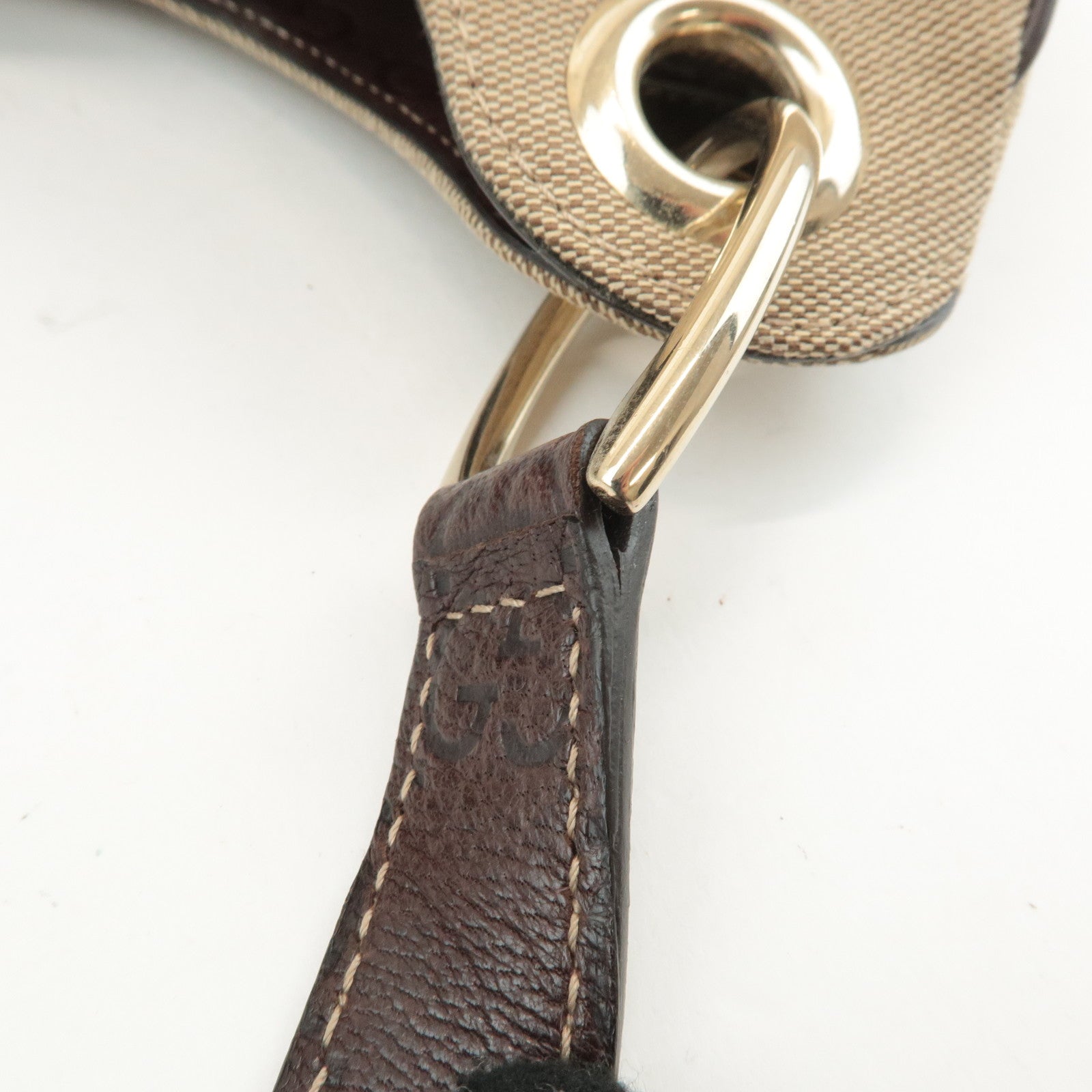 GUCCI Canvas Leather Shoulder Bag Beige Brown 257268 Used