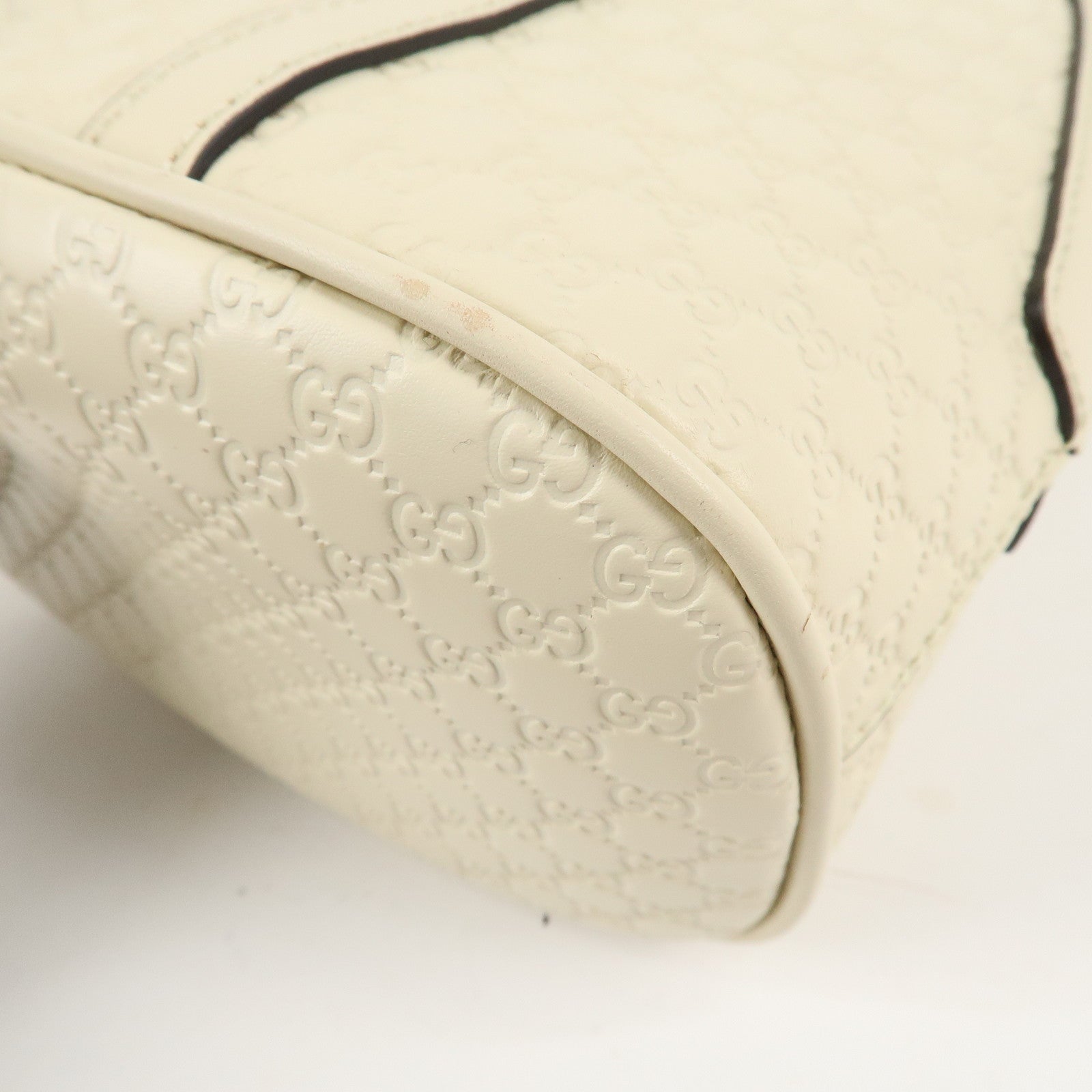 GUCCI Micro Guccissima Leather 2WAY Bag Hand Bag Ivory 449654 Used