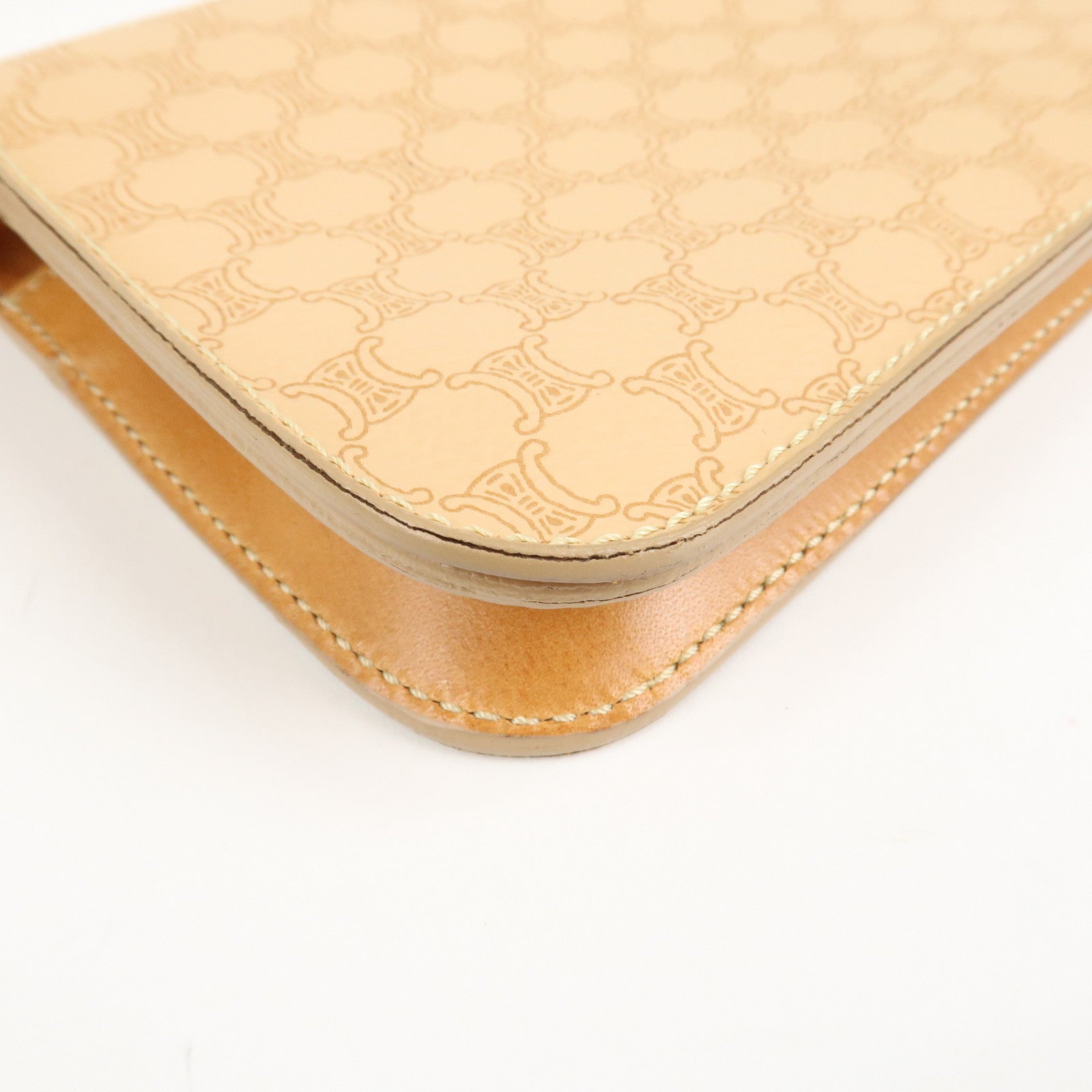 CELINE Macadam PVC Leather Shoulder Bag Hand Bag Beige Used