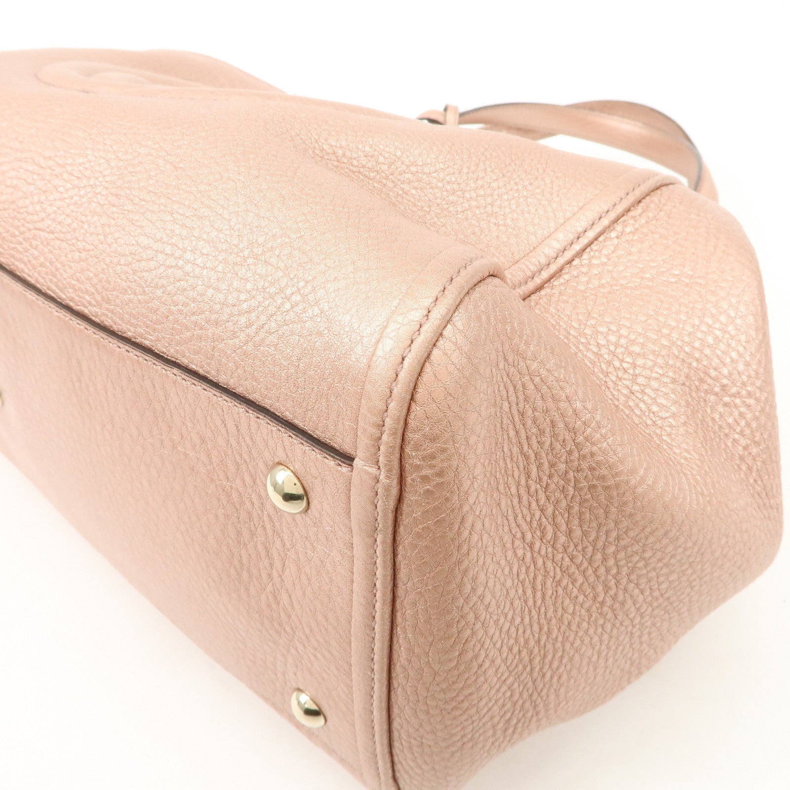 GUCCI SOHO Leather Shoulder Bag Tote Bag Metallic Pink 282309 Used