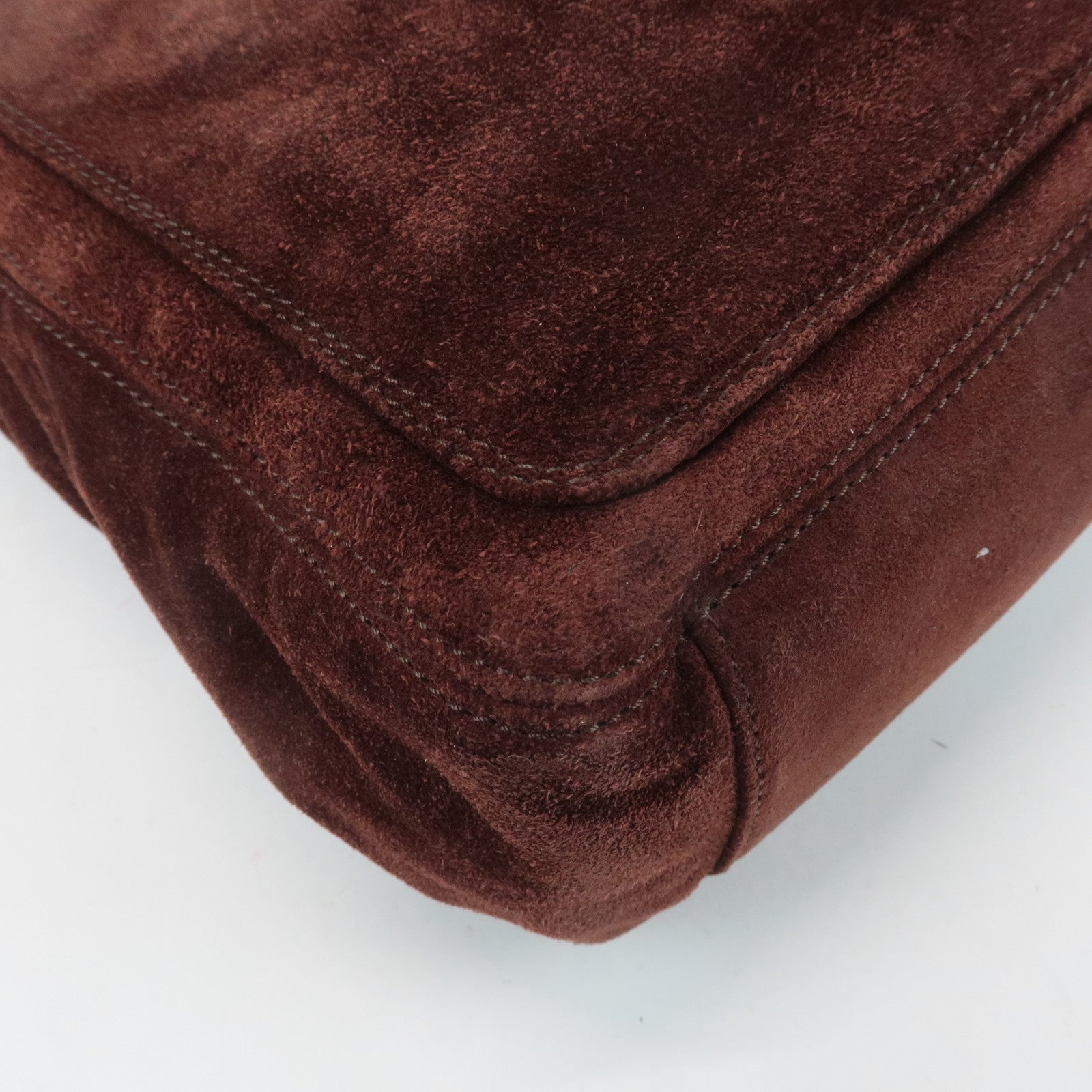 CHANEL COCO Mark Suede Leather Fringe Shoulder Bag Brown Used