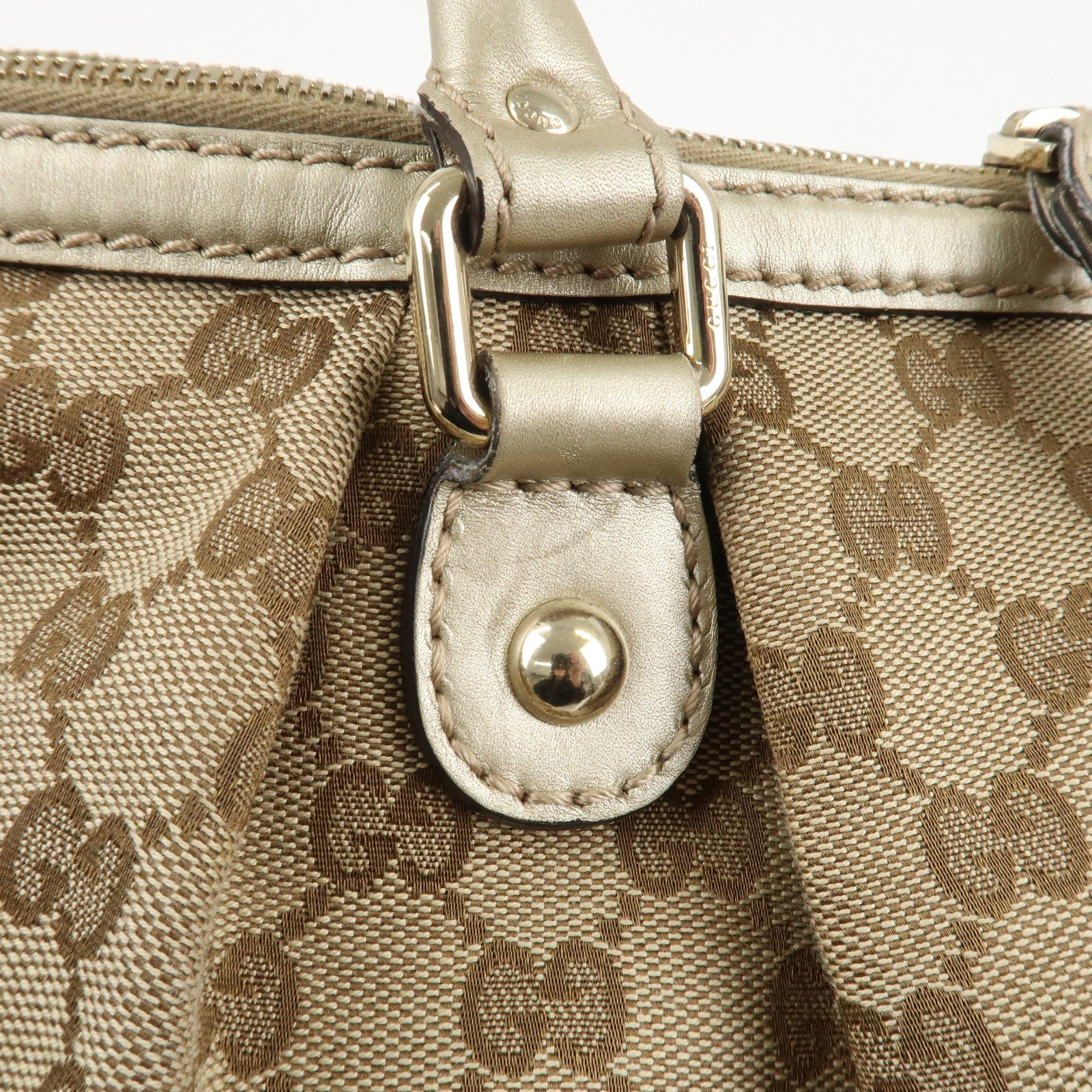 GUCCI Sukey GG Canvas Leather 2Way Shoulder Bag Beige Gold 247902 Used