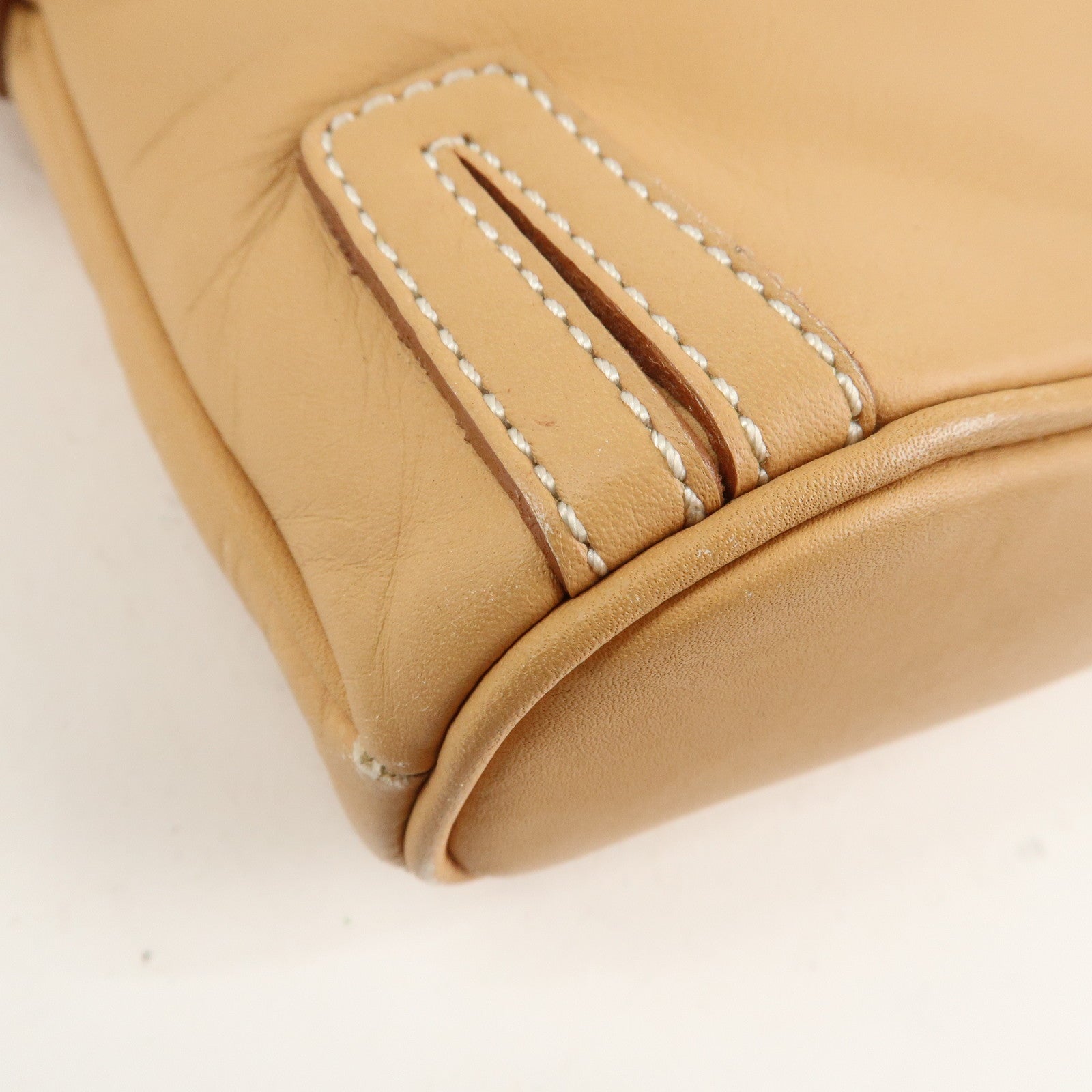 BURBERRY Leather Shoulder Bag Crossbody Bag Beige Used