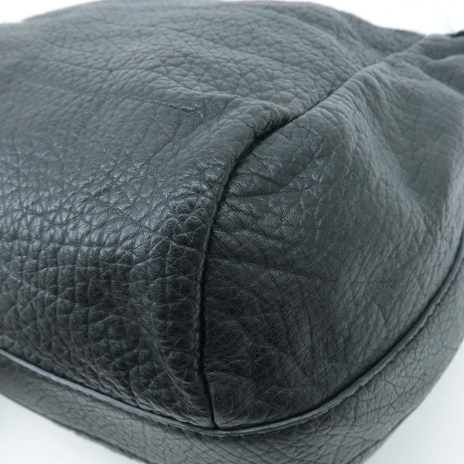 GUCCI Bamboo Leather Shoulder Bag Black 257090 Used