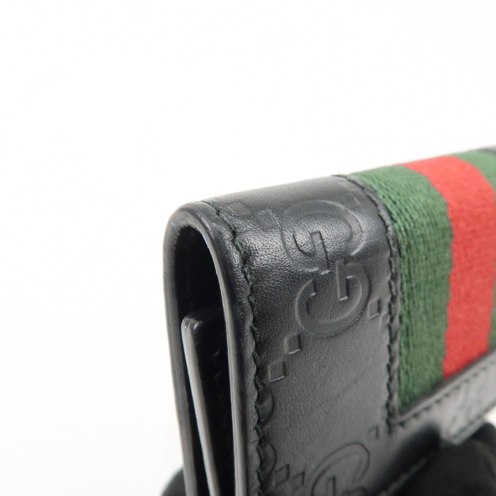 GUCCI Sherry Guccissima Leather 6 Key Case Black 408828 Used