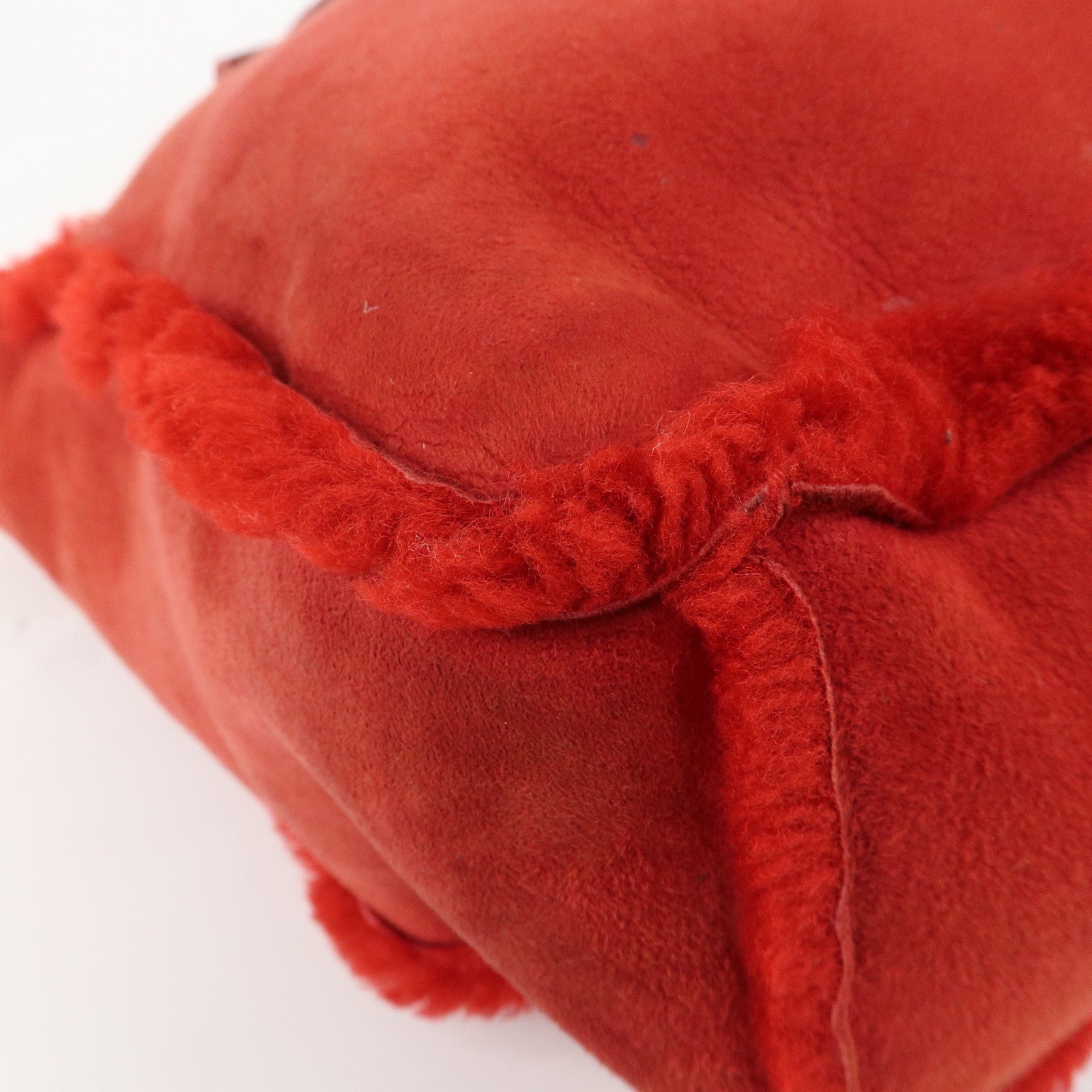 CHANEL Mouton Suede Tote Bag Hand Bag Shoulder Bag Red Used