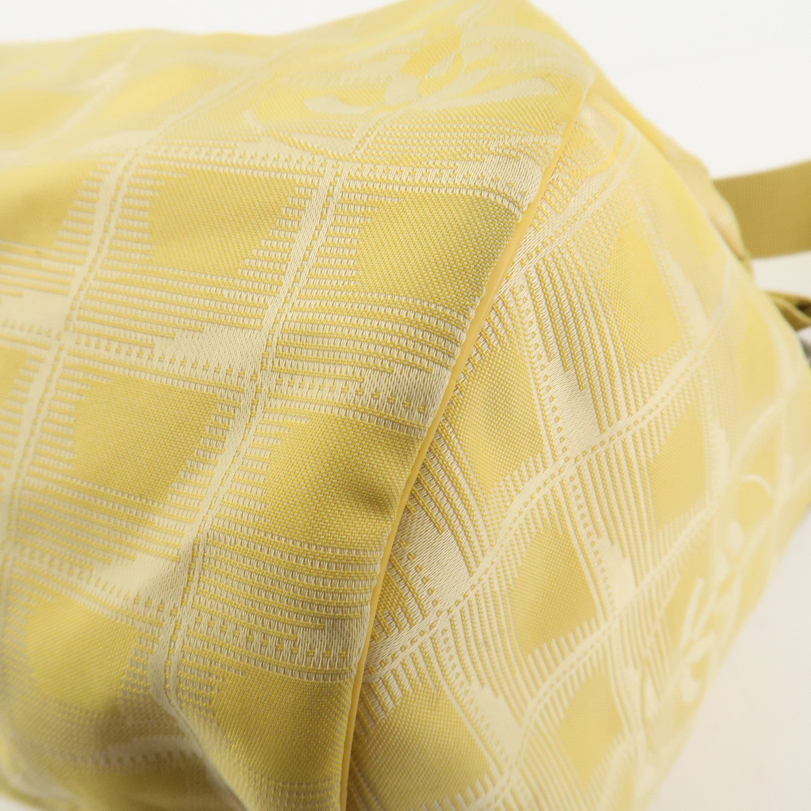 CHANEL New Travel Line Nylon Jacquard Leather Boston Bag A17669 Used