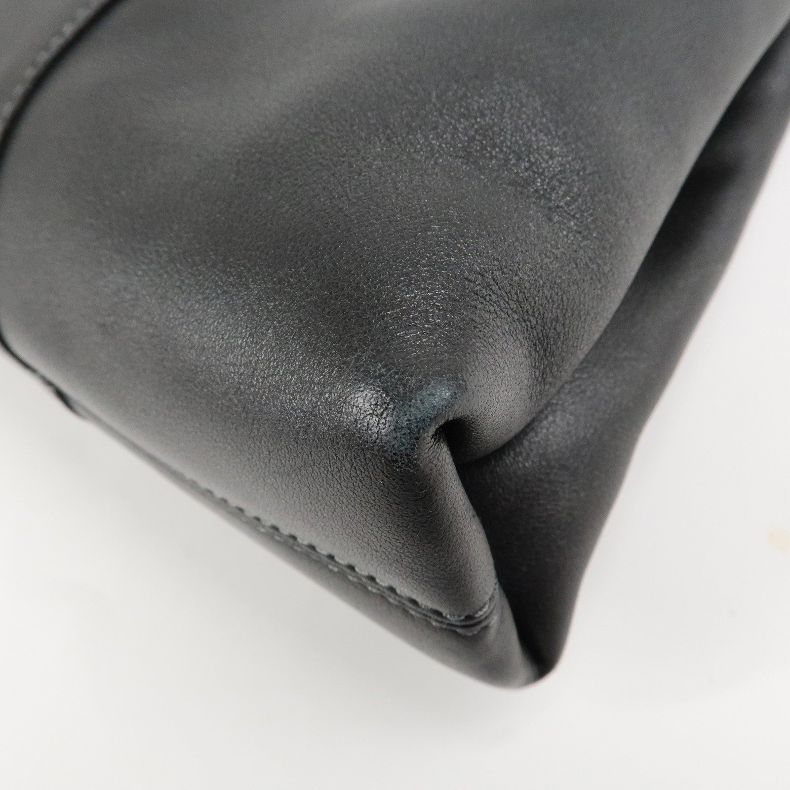 BVLGARI Leather Logo Shoulder Bag Hand Bag Black Silver HDW Used