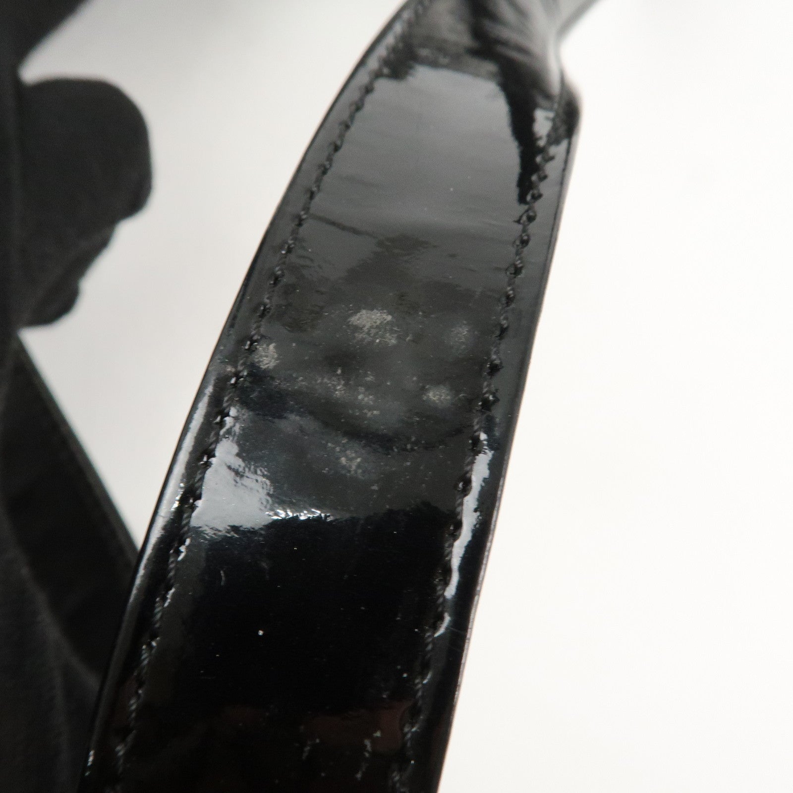 CHANEL PVC Patent Leather Vinyl Triple COCO Mark Tote Bag Black Used