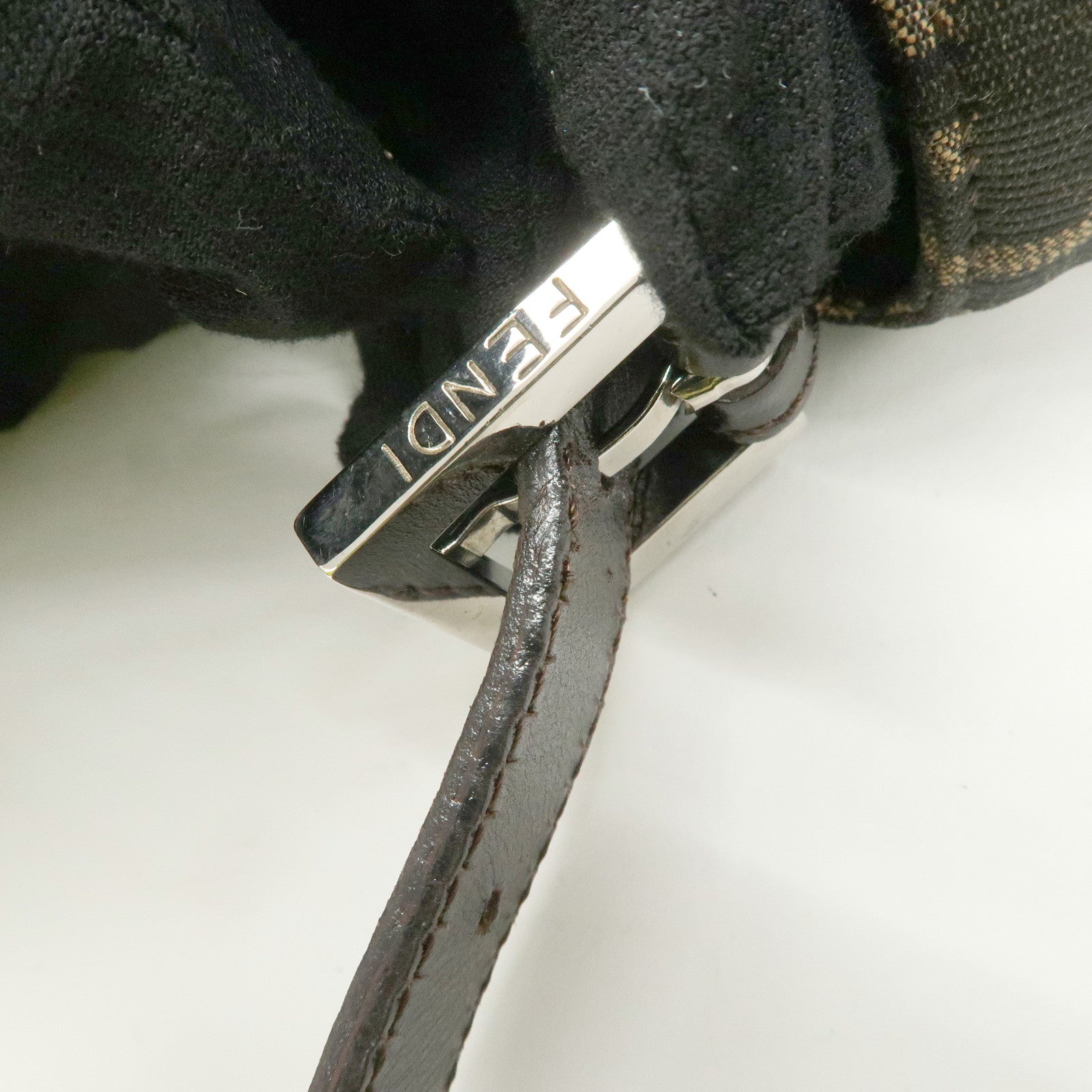 FENDI Mamma Bagguette Zucca Canvas Leather Shoulder Bag 26424 Used