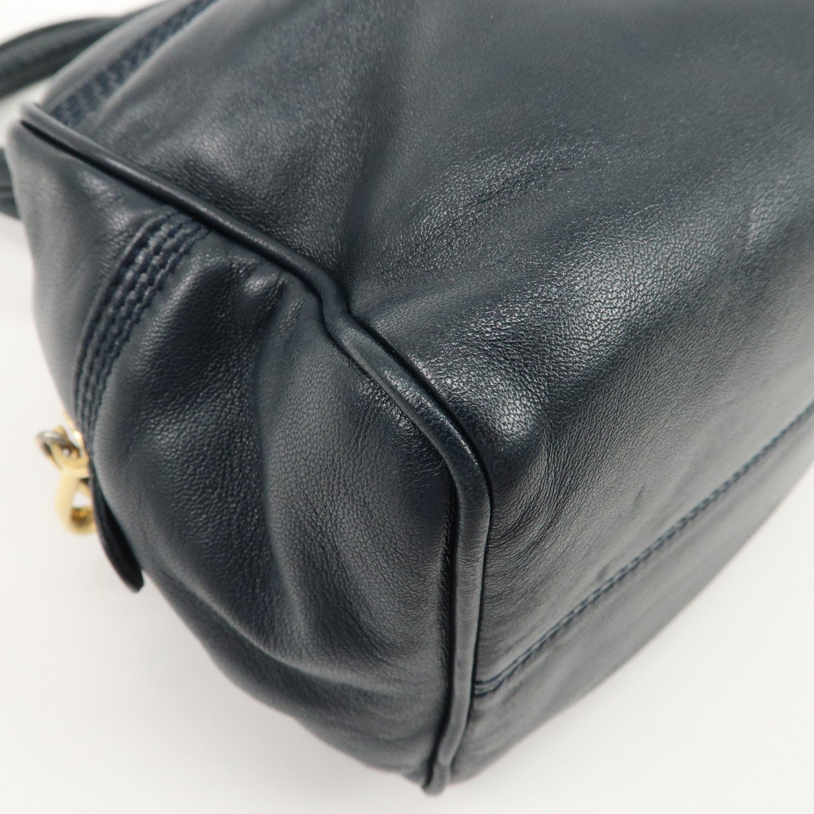 LOEWE Anagram Leather Mini Hand Bag Navy Used