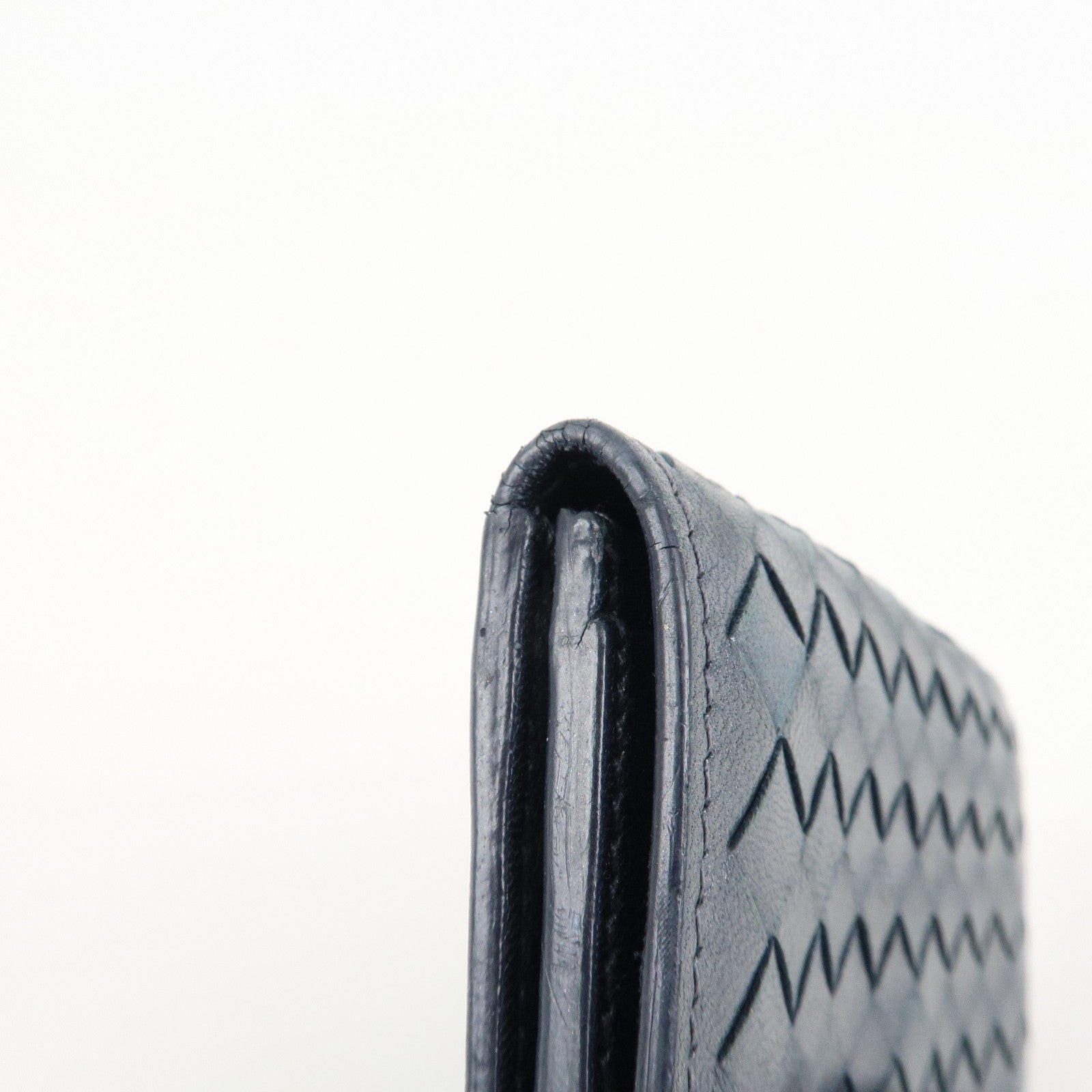 BOTTEGA VENETA Intrecciato Leather Card Case Gray 133945 Used