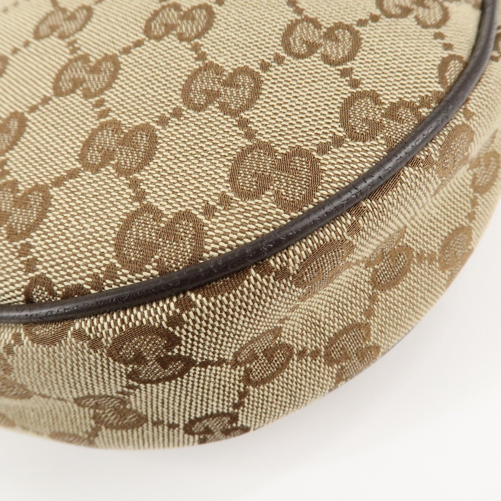 GUCCI GG Canvas Leather Shoulder Bag Beige Brown 122790 Used