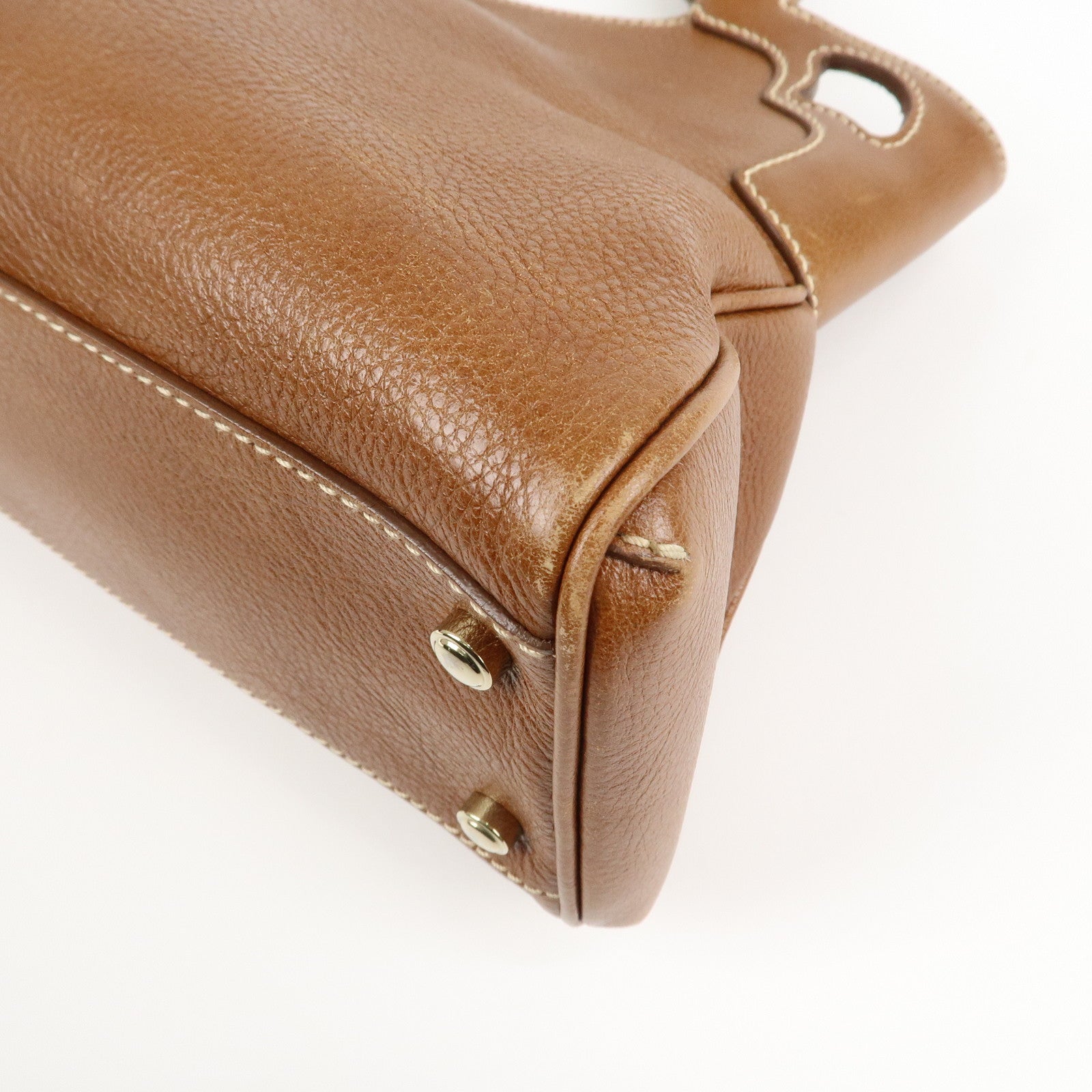 Cartier Leather Marcello de Cartier SM Hand Bag Brown Used