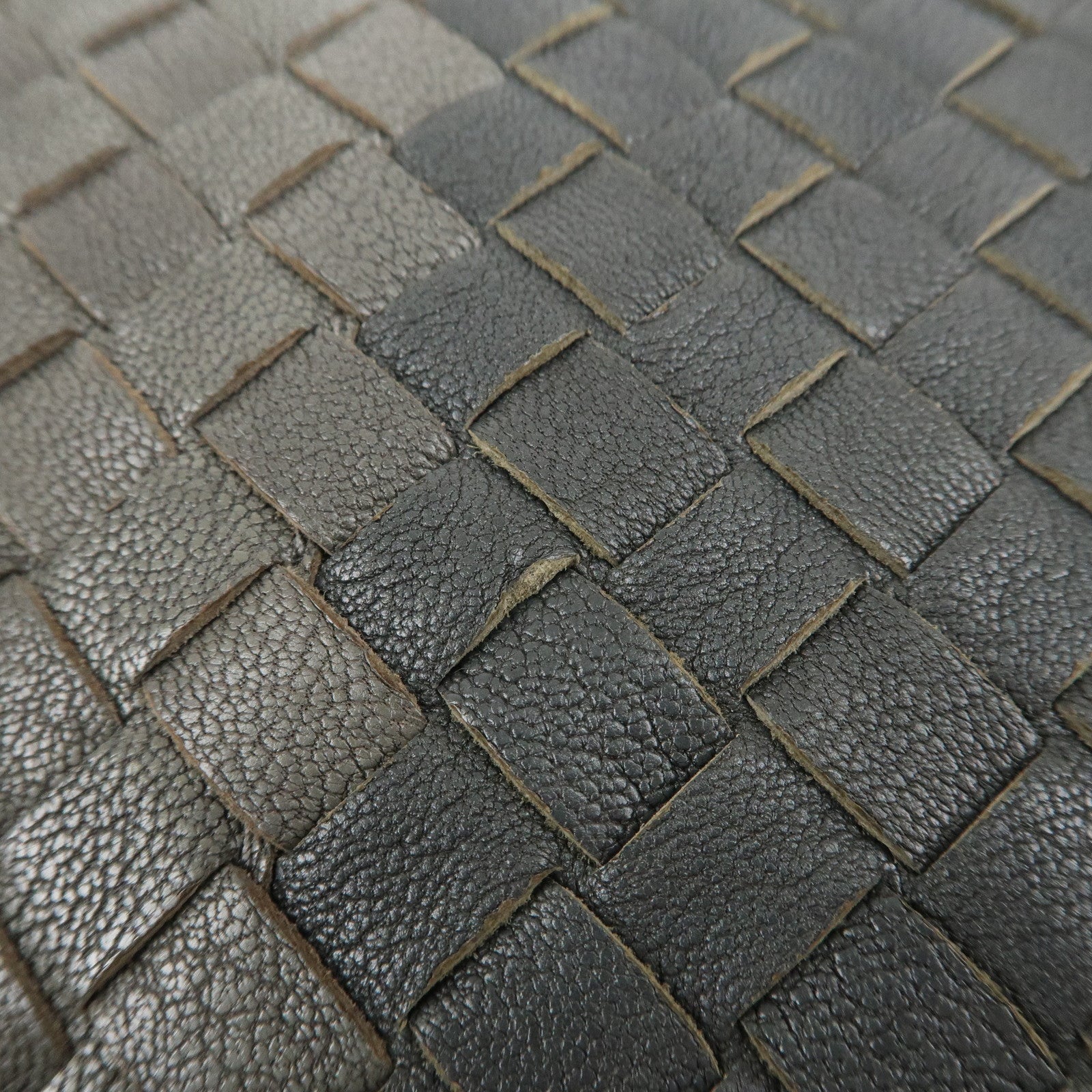 BOTTEGA VENETA Leather Clutch Bag Navy Gray Beige Used