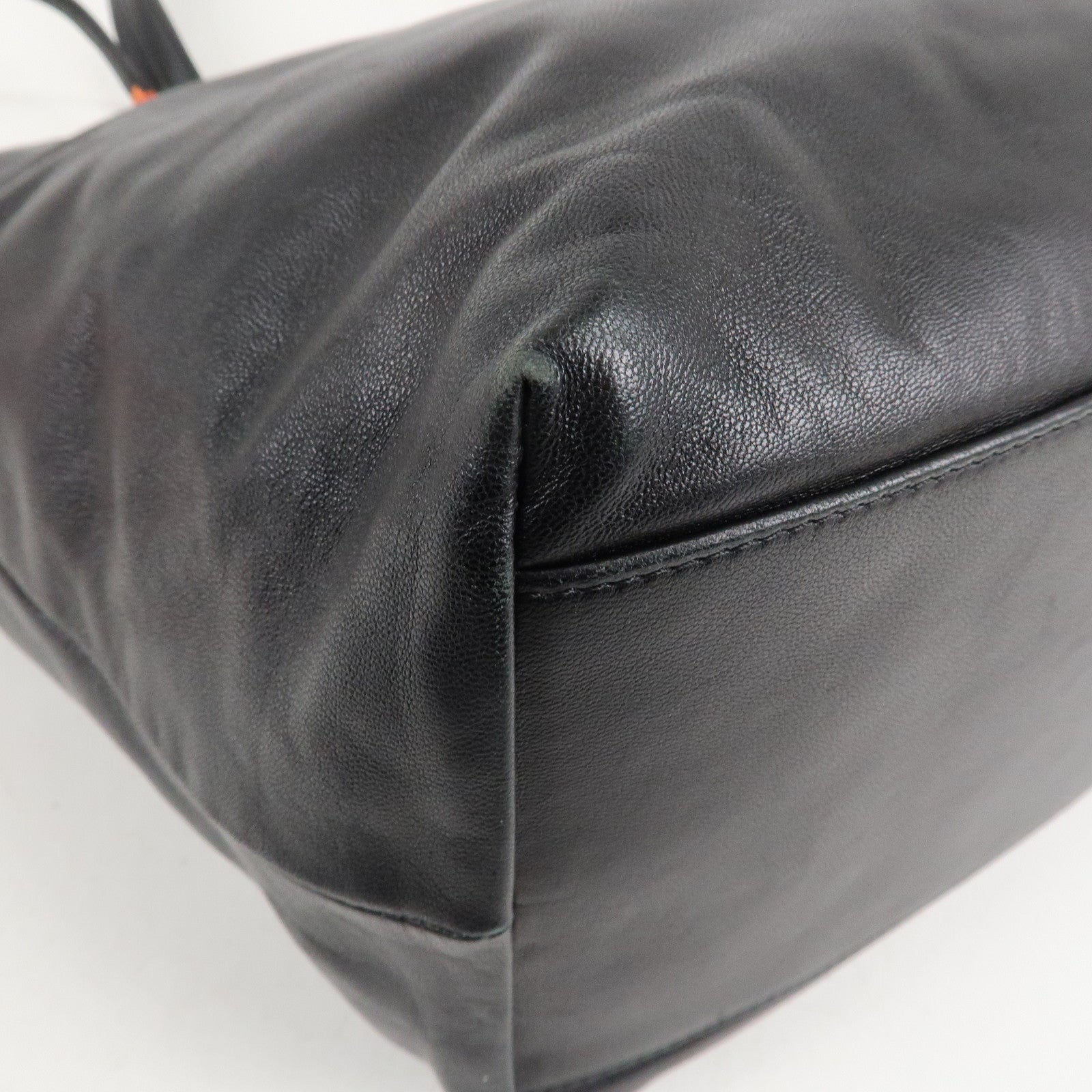 LOEWE Anagram Leather Shoulder Bag Tote Bag Black Used