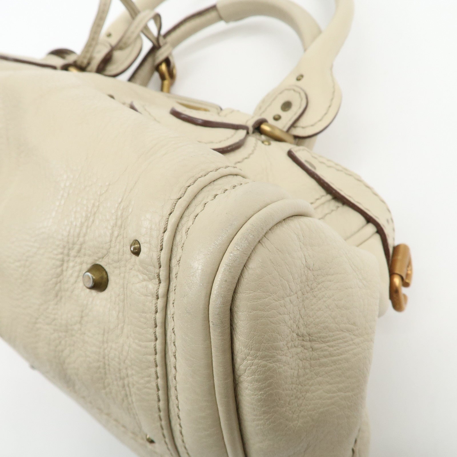 Chloe Paddington Leather Shoulder Bag Hand Bag Ivory Used
