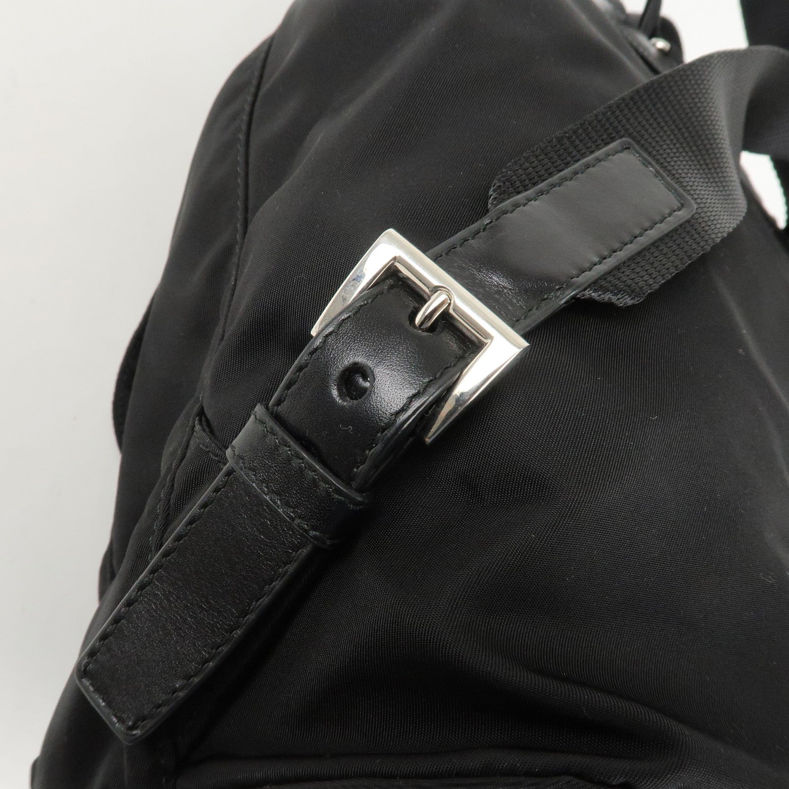 PRADA Logo Nylon Leather Back Pack Ruck Sack NERO Black BZ2811 Used