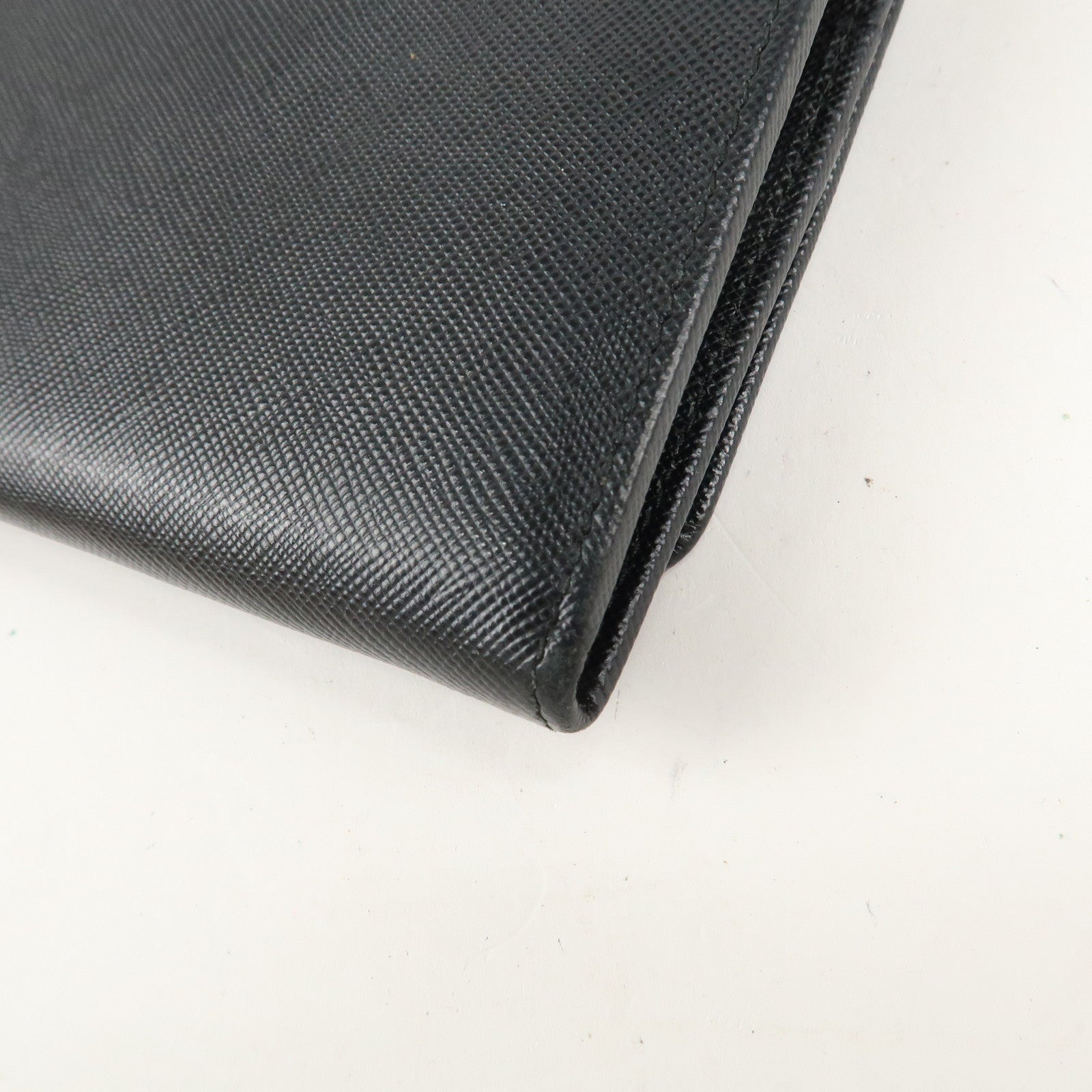 PRADA Saffiano Leather Chain Wallet Purse Black 1MT290 Used