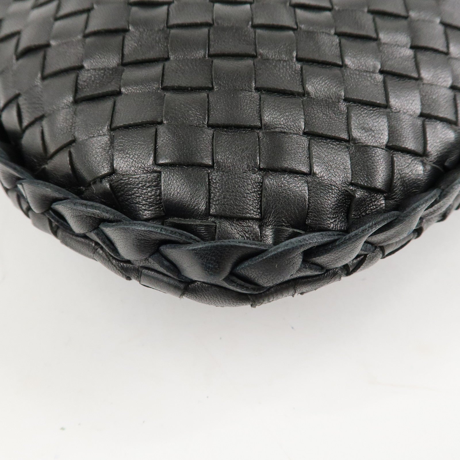 BOTTEGA VENETA Hobo Intrecciato Leather Shoulder Bag Black 115653 Used