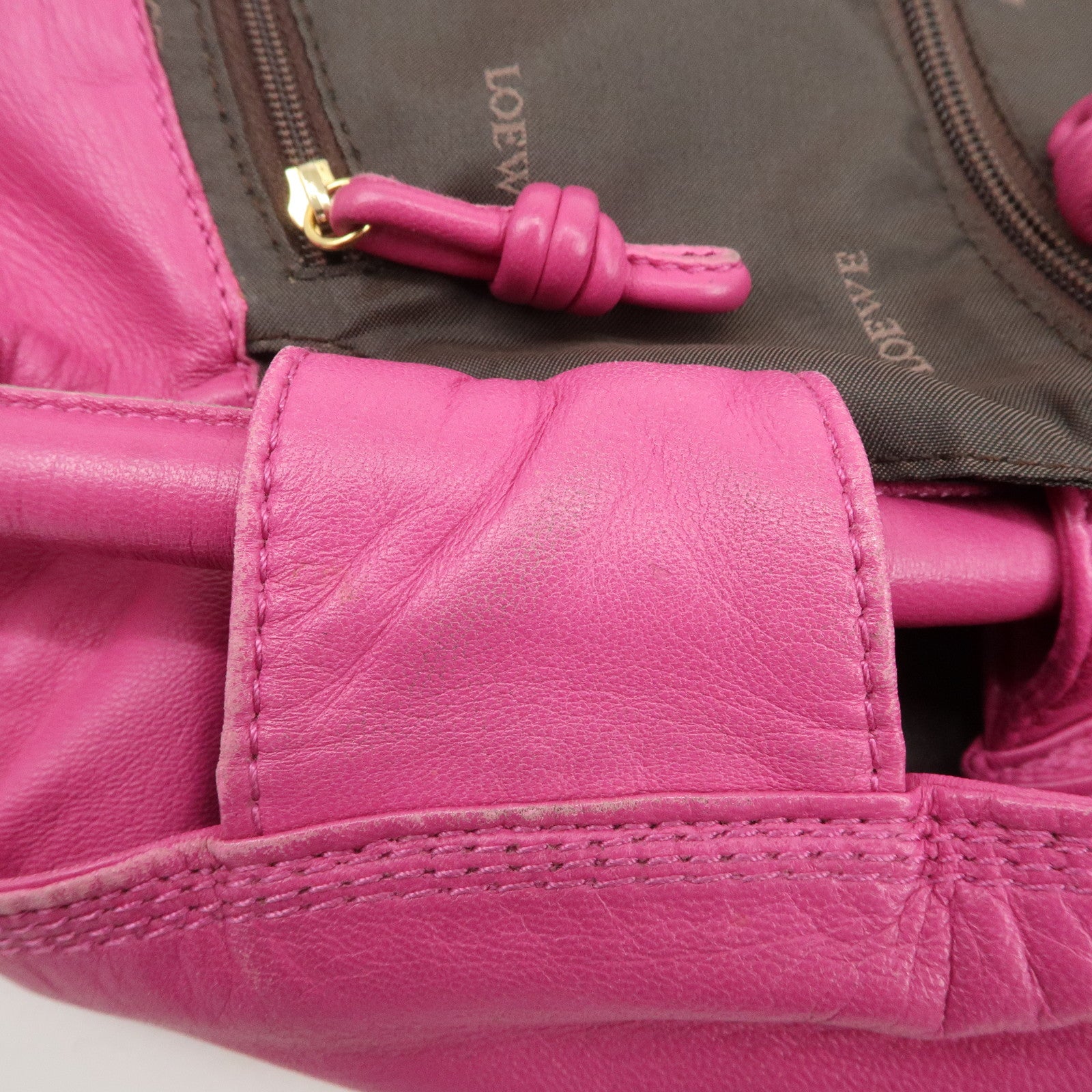 LOEWE Anagram Leather Nappa Aire Hand Bag Pink Used