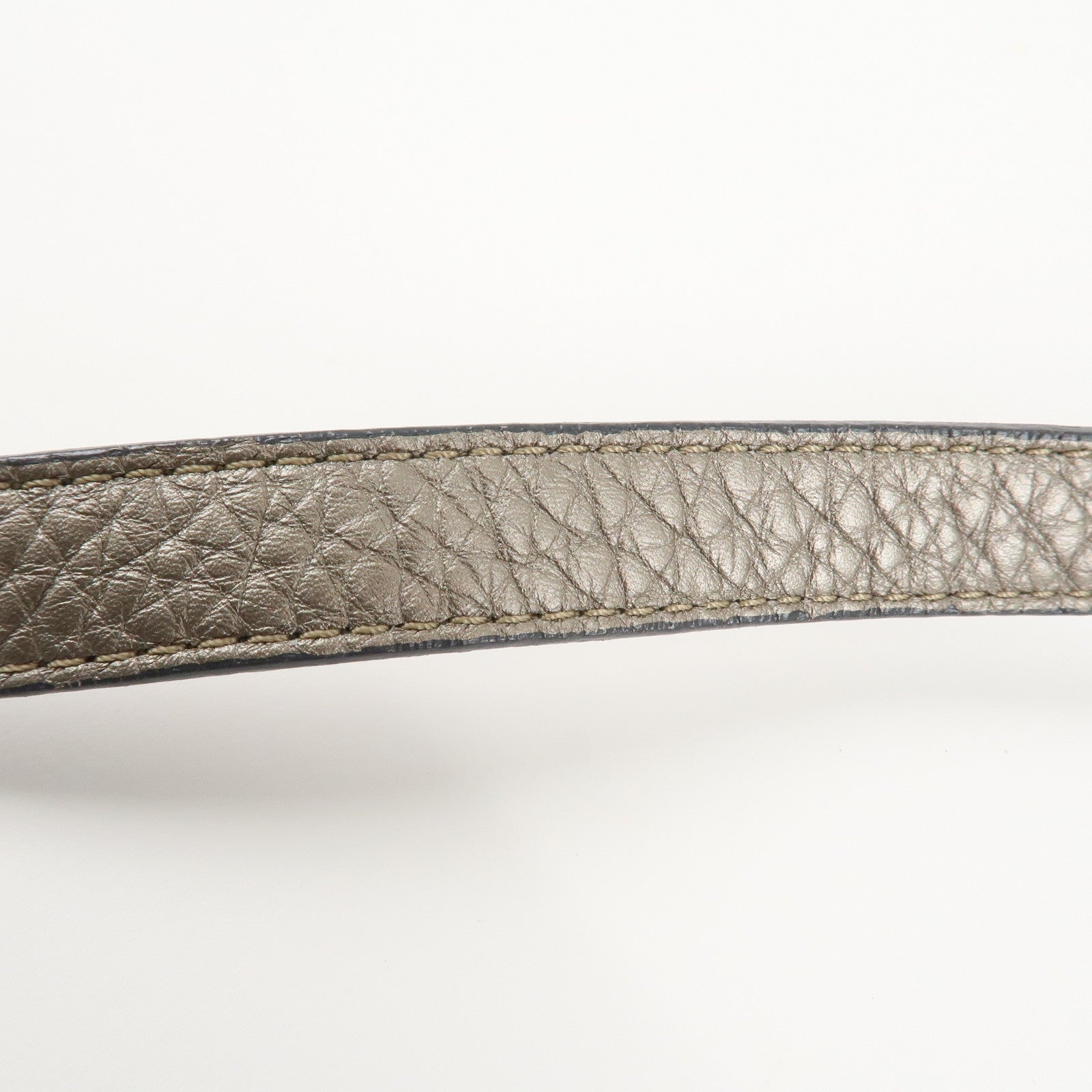 FENDI Selleria Leather Shoulder Bag Silver BT194 Used