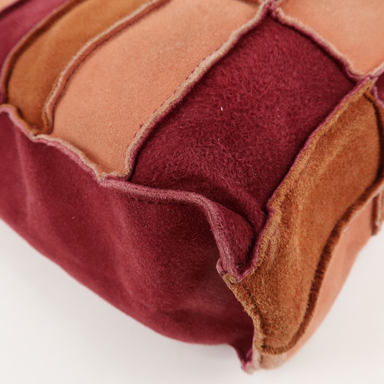 CHANEL Suede Patchwork Shoulder Bag Beige Brown Wine Red Used