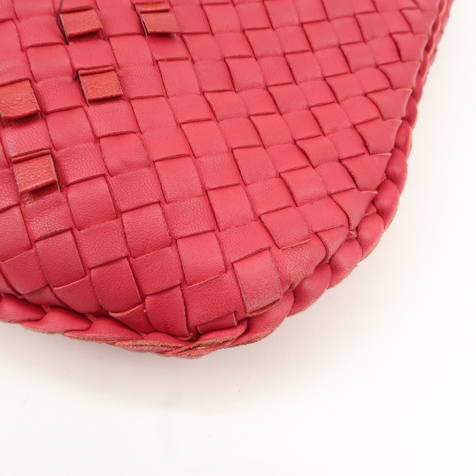 BOTTEGA VENETA Hobo Intrecciato Leather Shoulder Bag Pink 115653 Used