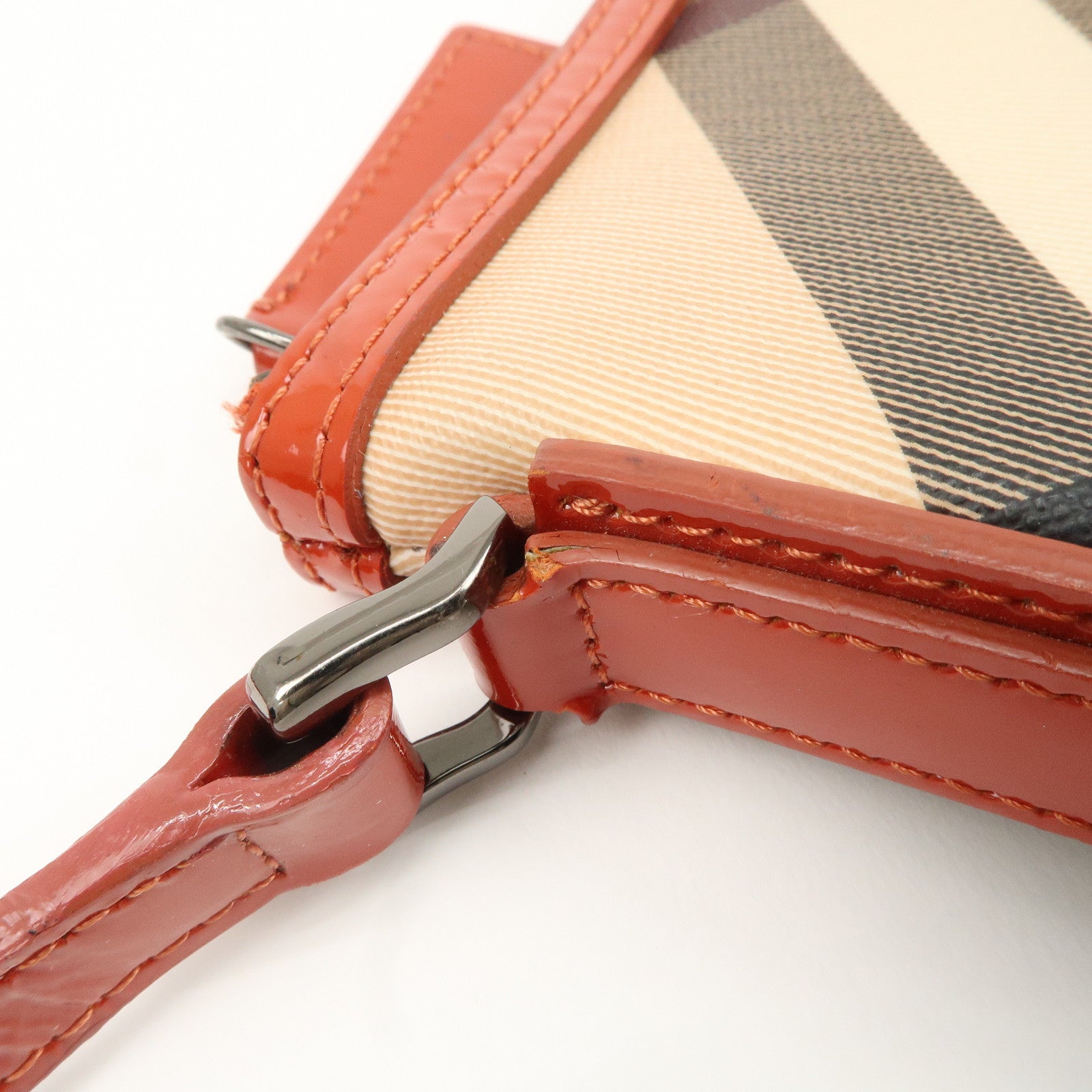 BURBERRY PVC Leather Shoulder Bag Crossbody Bag Beige Orange Used